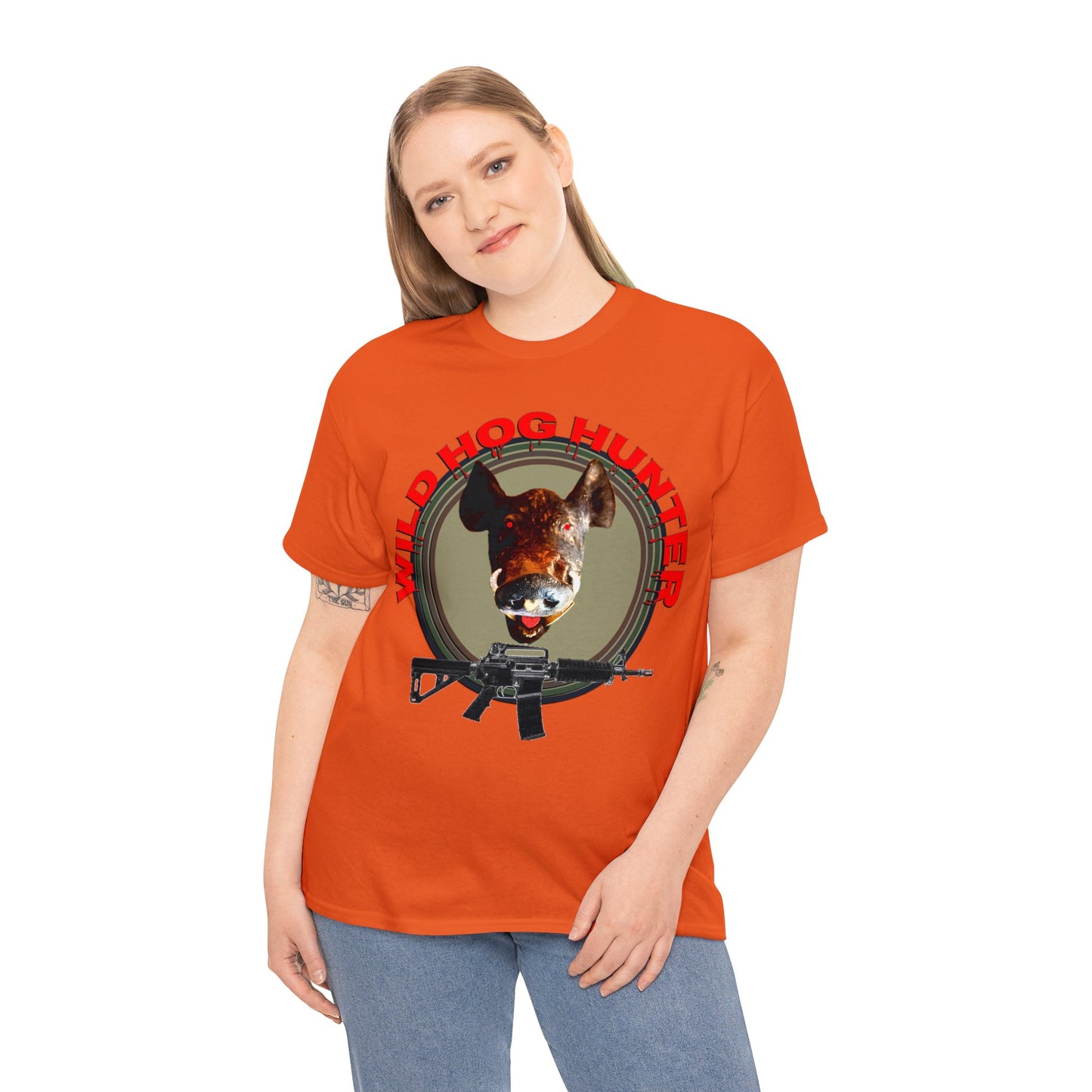 Wild Hog Hunter, Wild Hog, Hog Wild, Hog Boar Hunting Heavy Cotton Tee