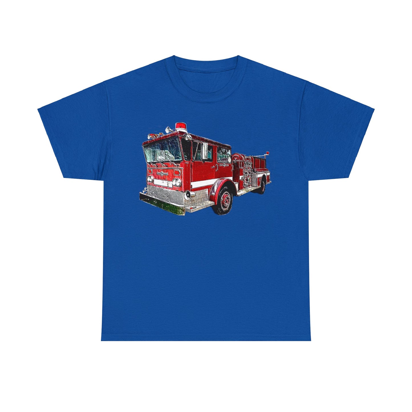 Fire Department, Fire Truck, Fire Department, Red Fire Truck Heavy Cotton Tee