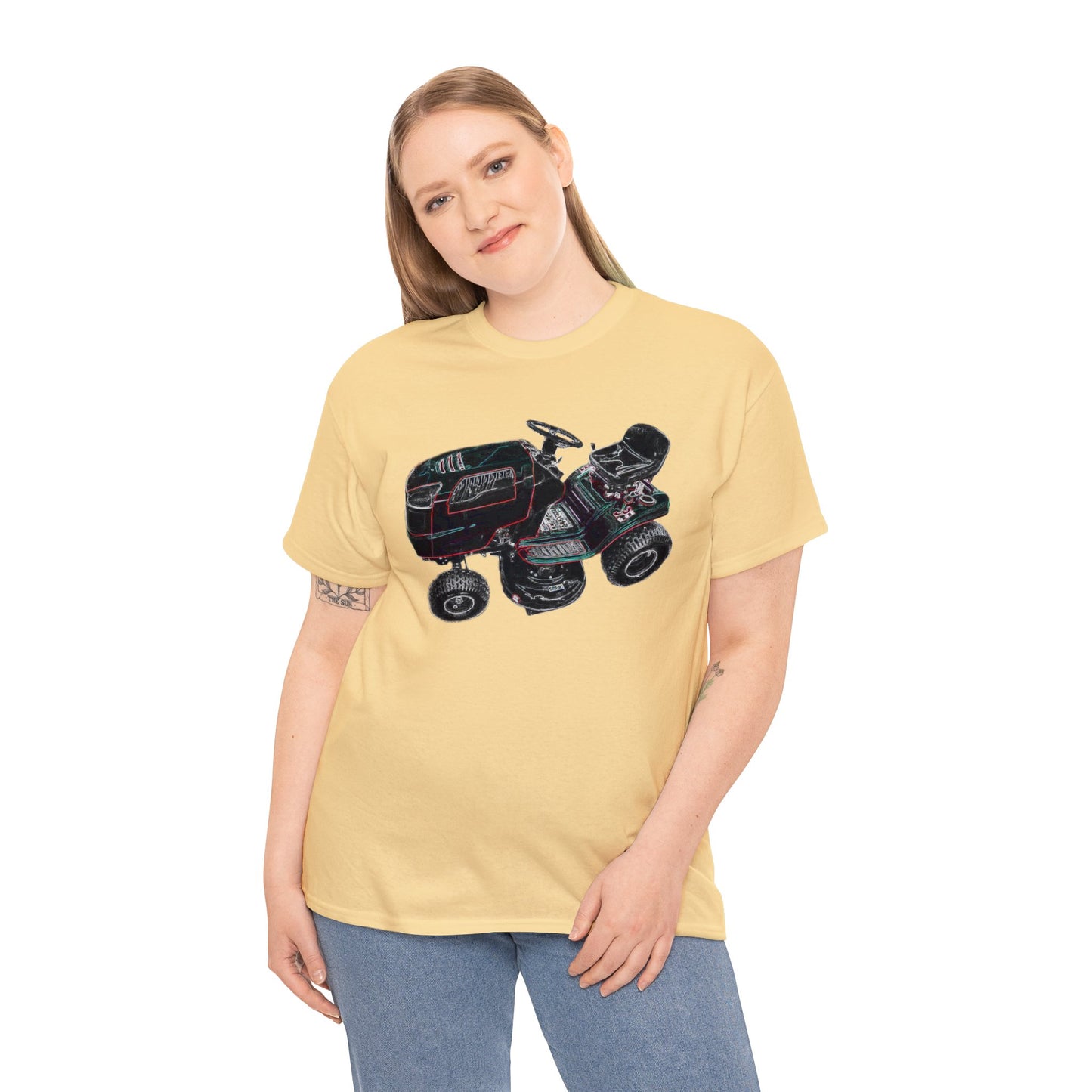 Vintage Riding Lawn Mower, Lawn Mowing Tractor, Ride On Mower Heavy Cotton Tee