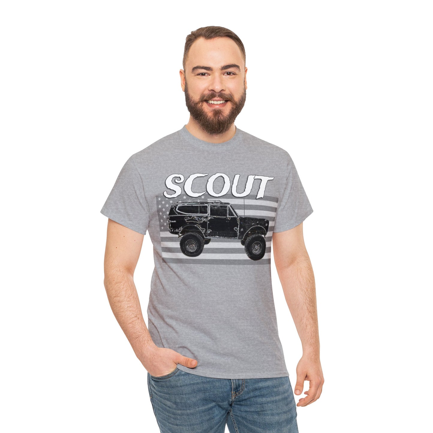 Scout Truck, 4x4 Truck, Vintage Off Road Truck, Retro 4 Wheel Drive Truck Heavy Cotton Tee