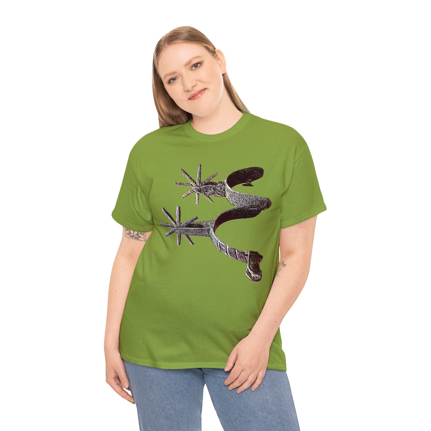 Vintage Retro Cowboy Cowgirl Boot Spurs Heavy Cotton Tee