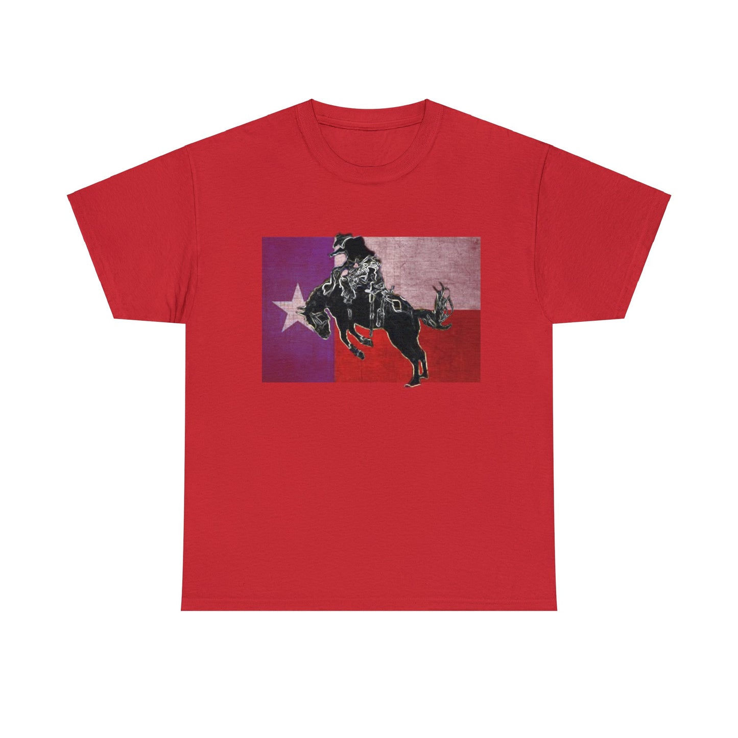 Rodeo, Bronco Rider, Bronc Buster, Cowboy Rider, Horse Rider, Wild Horse Heavy Cotton Tee