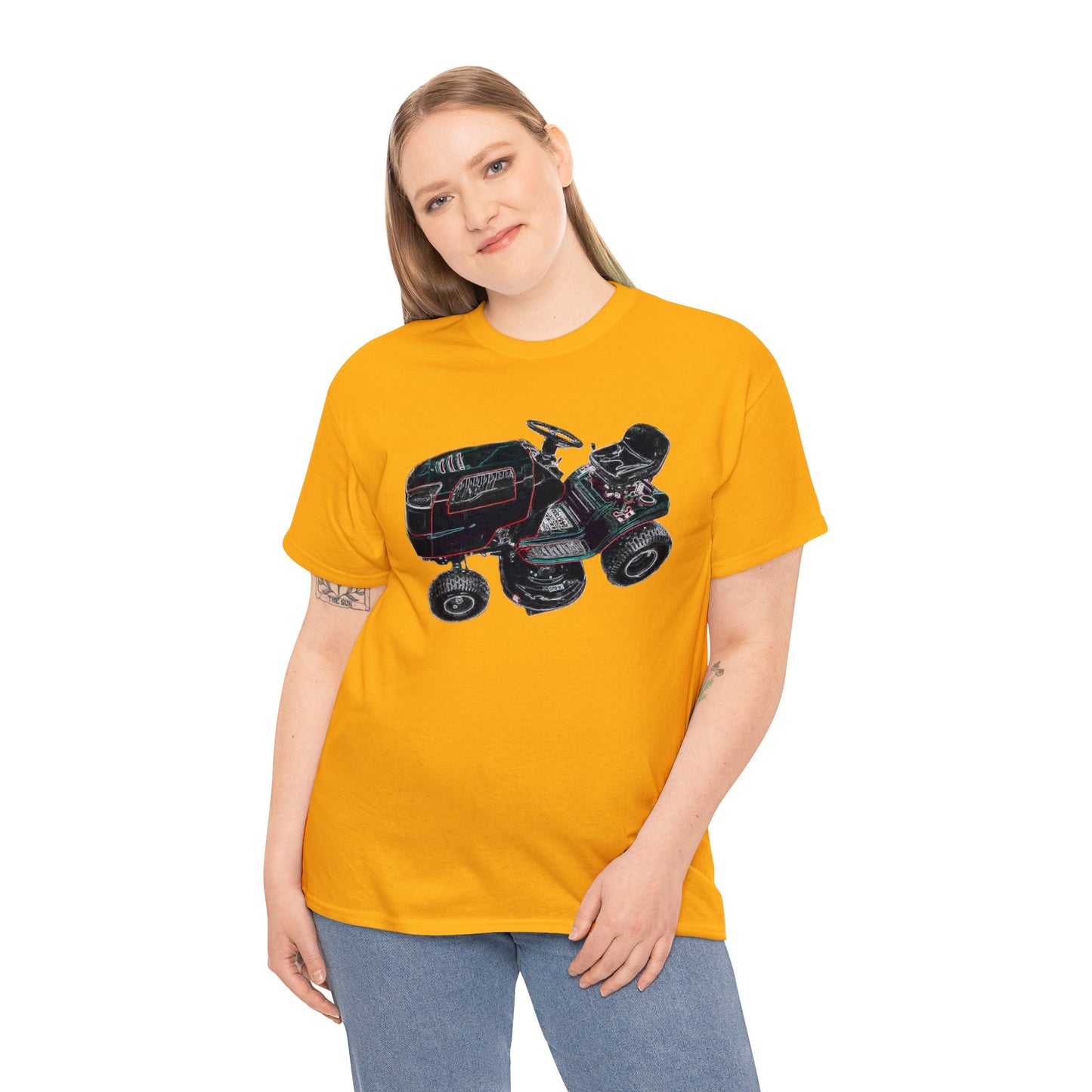 Vintage Riding Lawn Mower, Lawn Mowing Tractor, Ride On Mower Heavy Cotton Tee