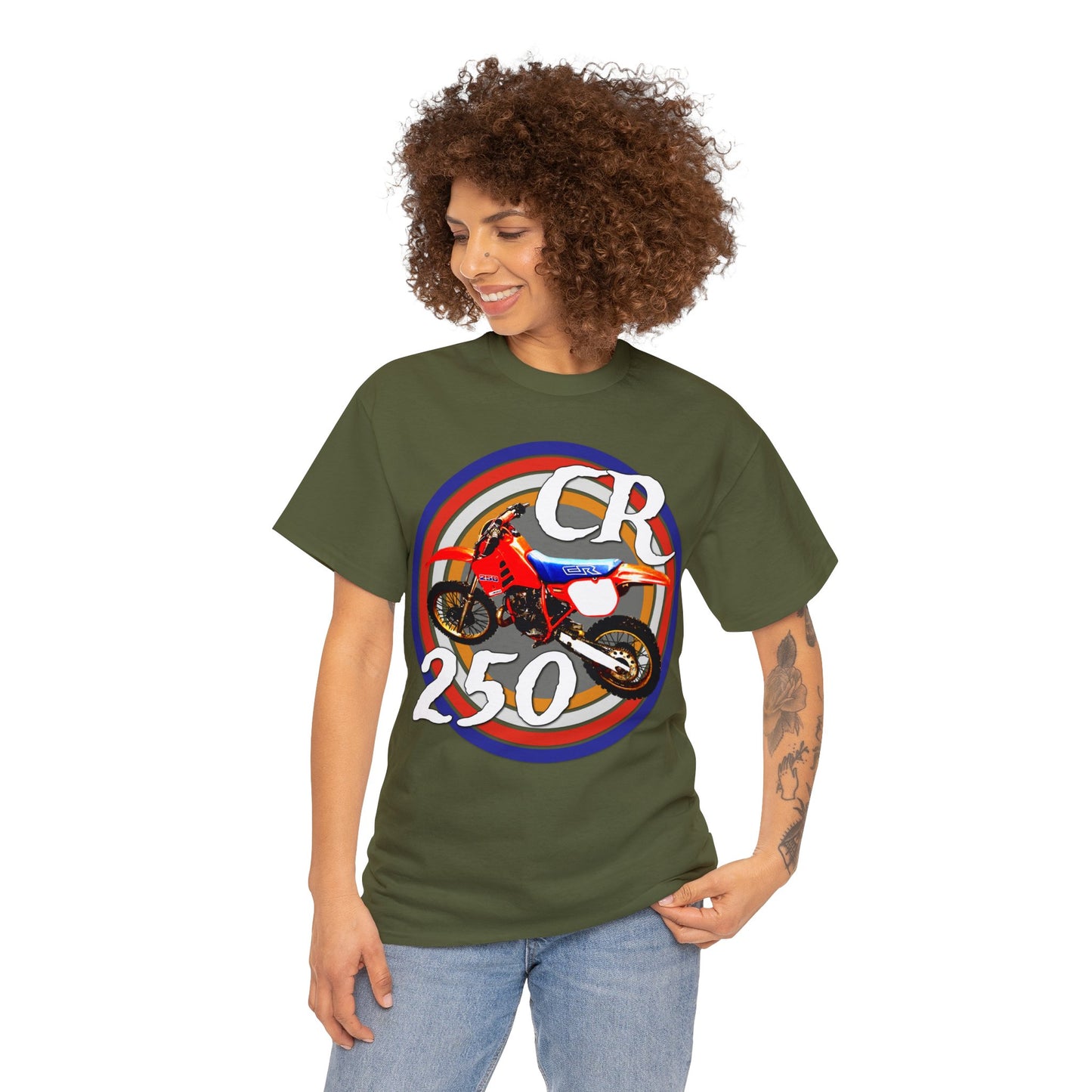 CR 250 R Vintage Retro Motorcross Motocross Motorcycle Dirt Bike Heavy Cotton Tee
