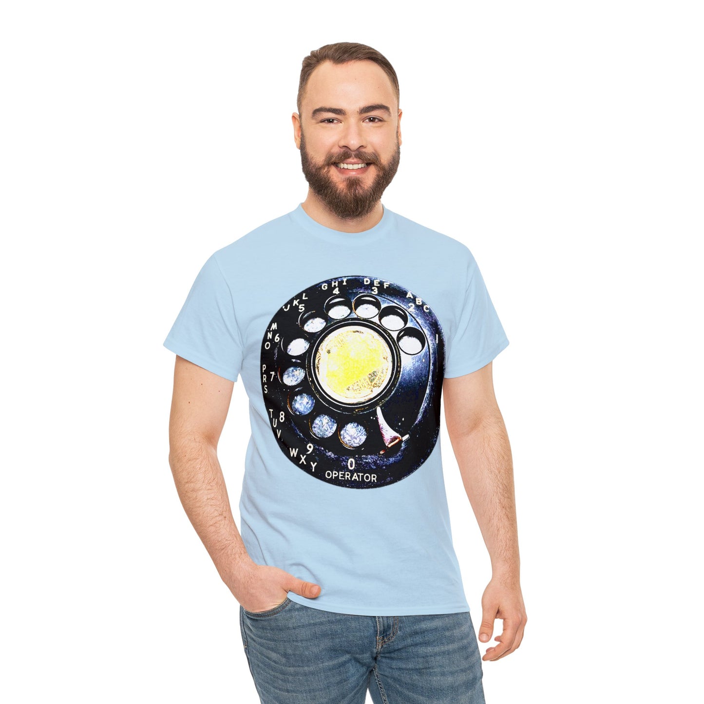 Vintage Retro Rotary Antique Telephone Phone Heavy Cotton Tee