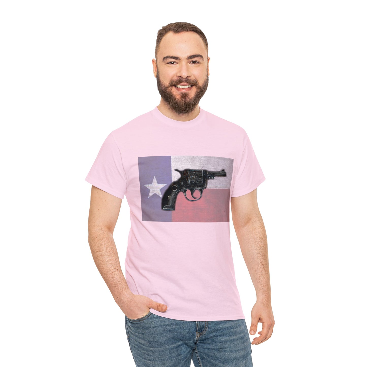 Vintage Pistol Revolver Texas Flag Heavy Cotton Tee