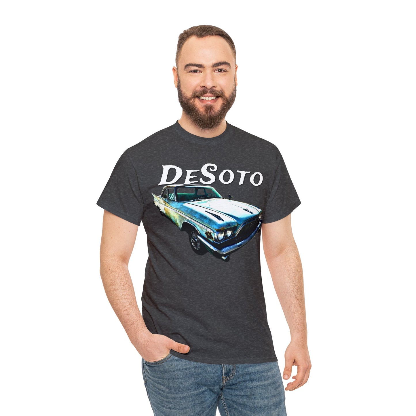 Vintage Desoto American Car, Vintage Antique Automobile Heavy Cotton Tee