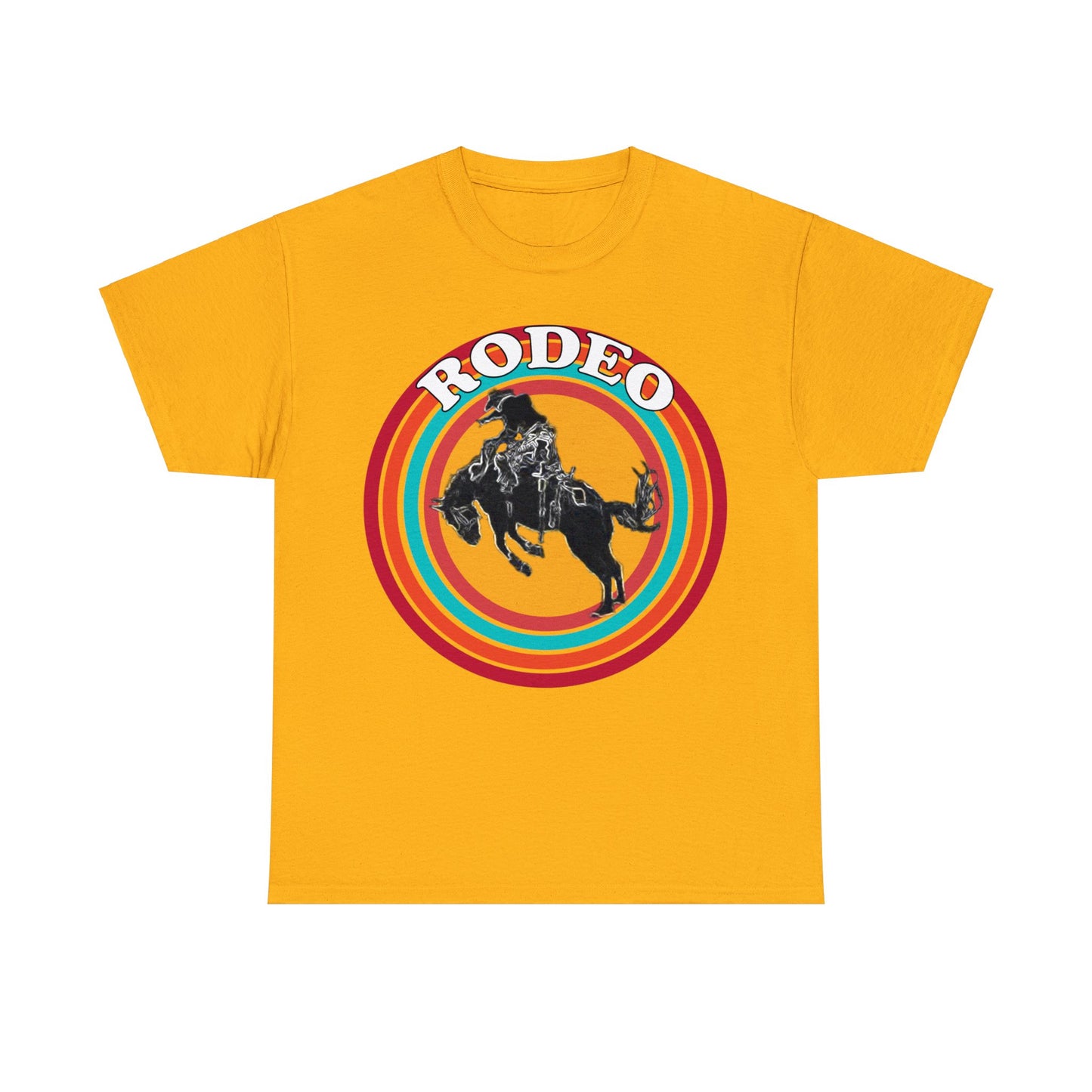 Rodeo, Bronco Rider, Bronc Buster, Cowboy Rider, Horse Rider, Wild Horse Heavy Cotton Tee