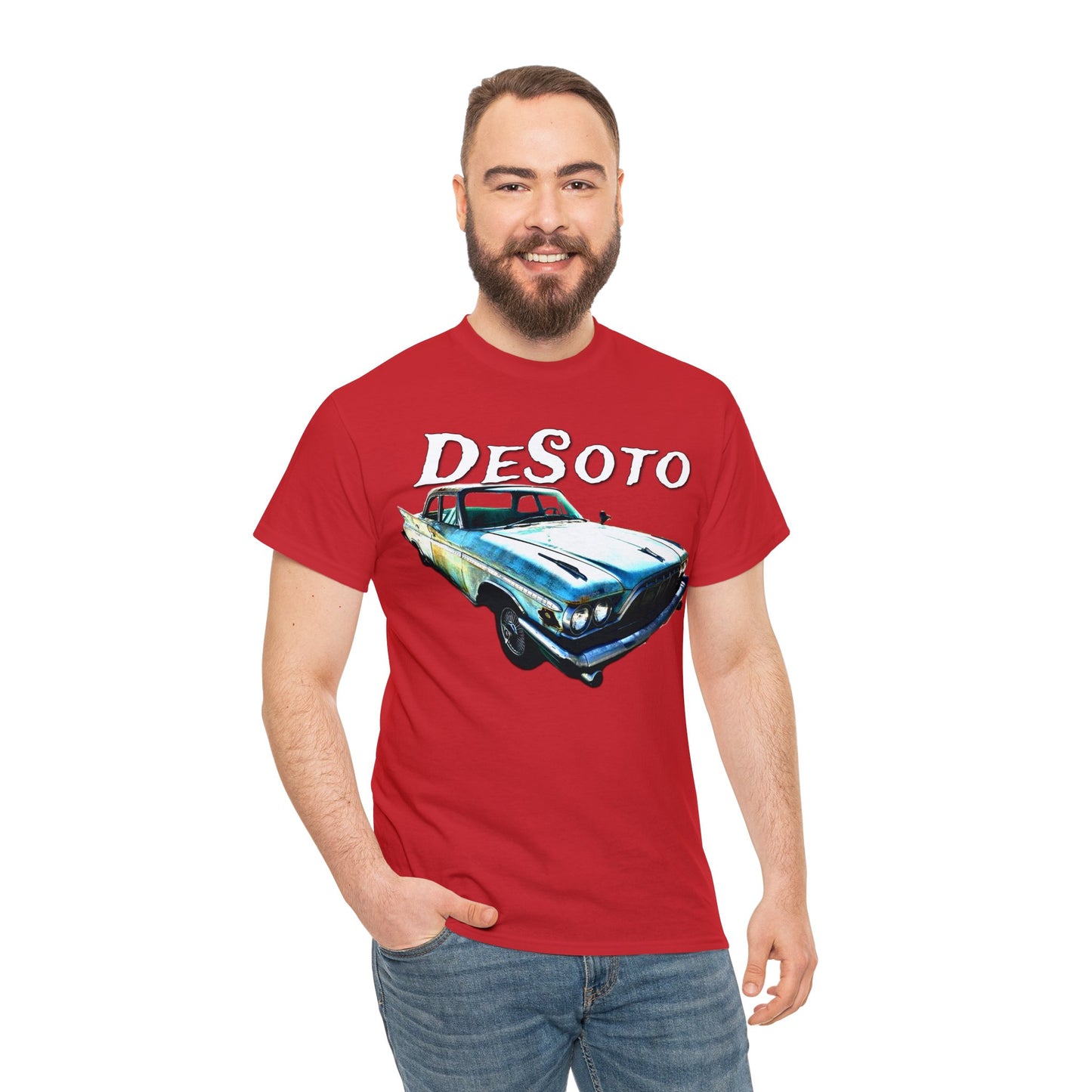 Vintage Desoto American Car, Vintage Antique Automobile Heavy Cotton Tee