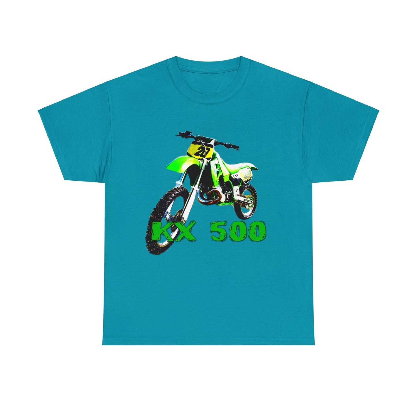 KX 500 Motocross, Vintage Dirt Bike, Green Dirt Bike, Motocross Heavy Cotton Tee