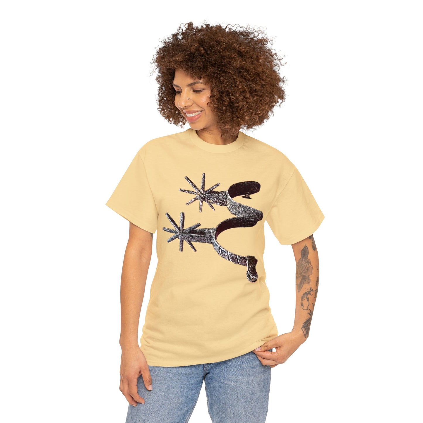 Vintage Retro Cowboy Cowgirl Boot Spurs Heavy Cotton Tee