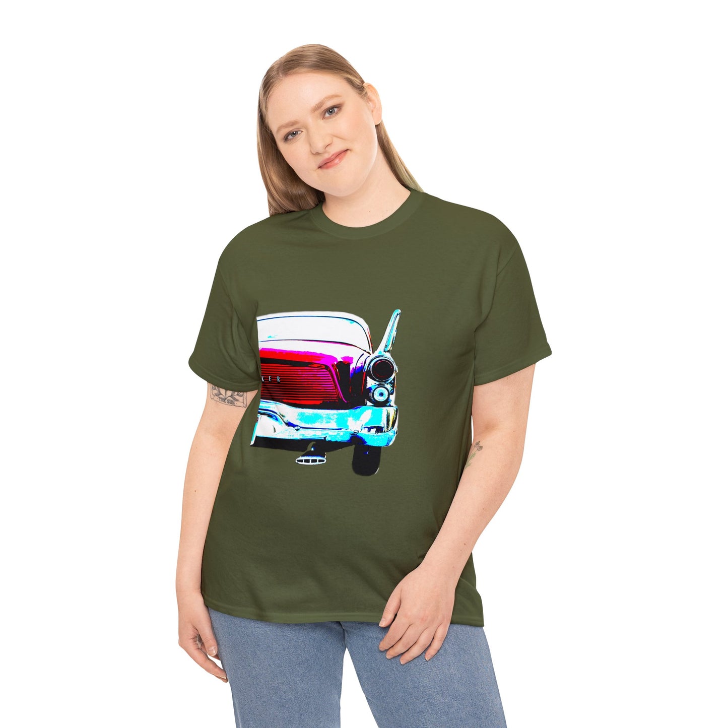 Vintage Studebaker Car, Retro Hawk Car With Tail Fins Heavy Cotton Tee