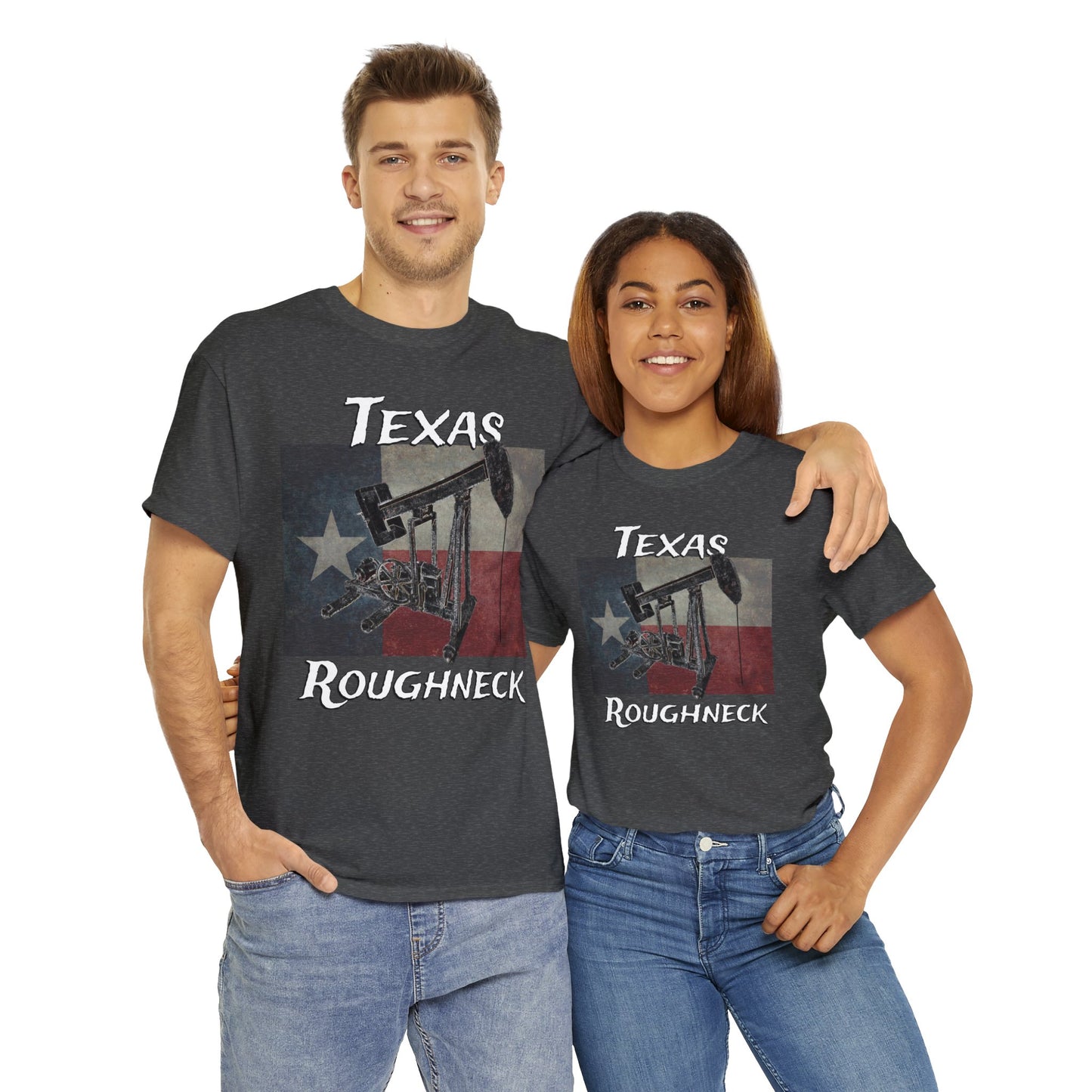 Texas Oil Worker, Rough Neck, Pump Jack Heavy Cotton Tee