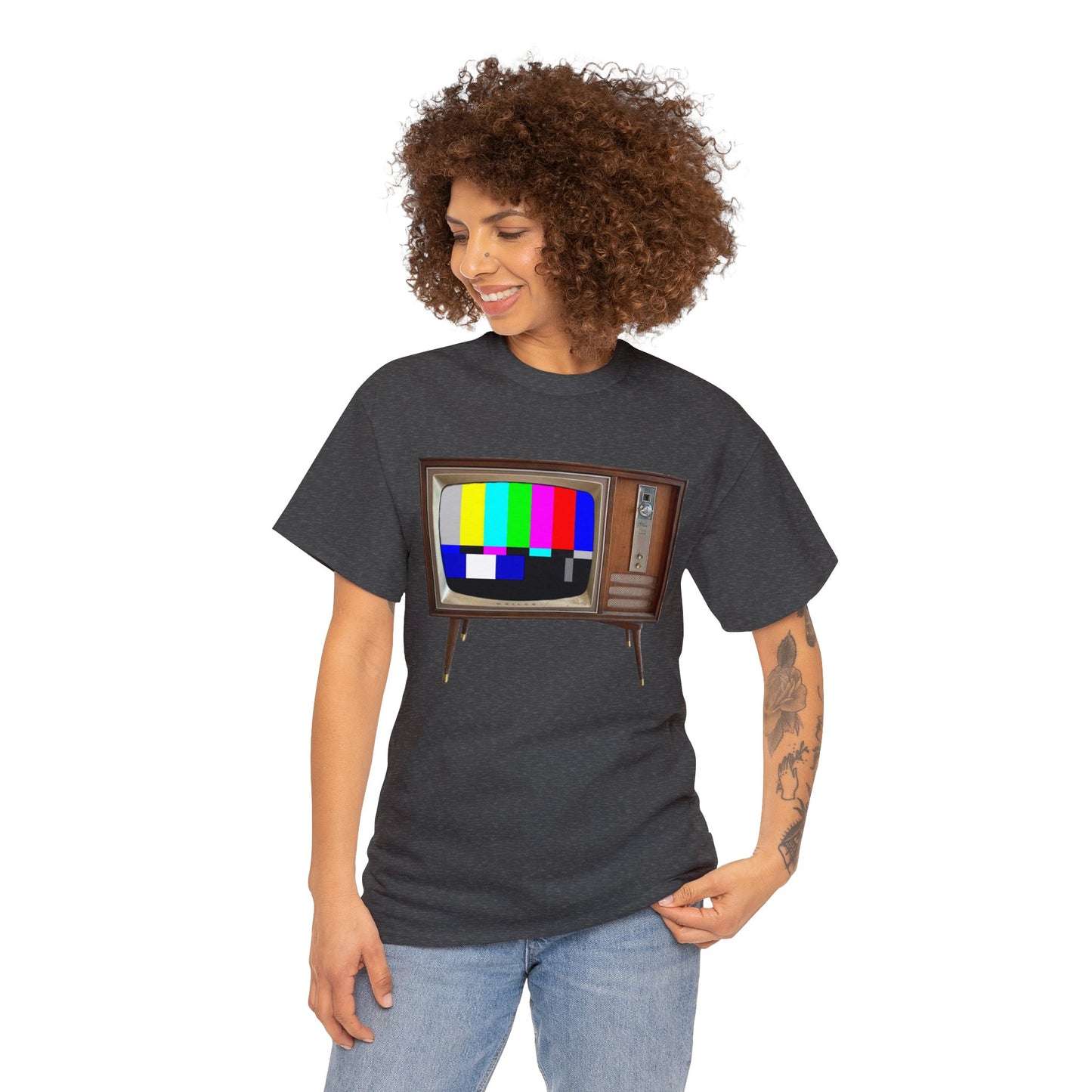 Vintage Television, Tube TV, Sign Off Screen, Old School, Vintage, Retro Heavy Cotton Tee