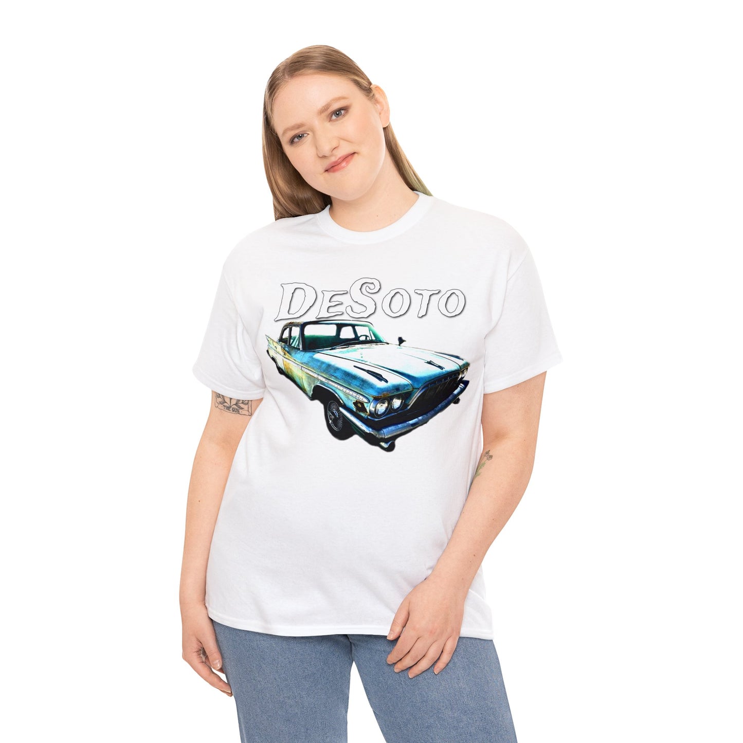 Vintage Desoto American Car, Vintage Antique Automobile Heavy Cotton Tee