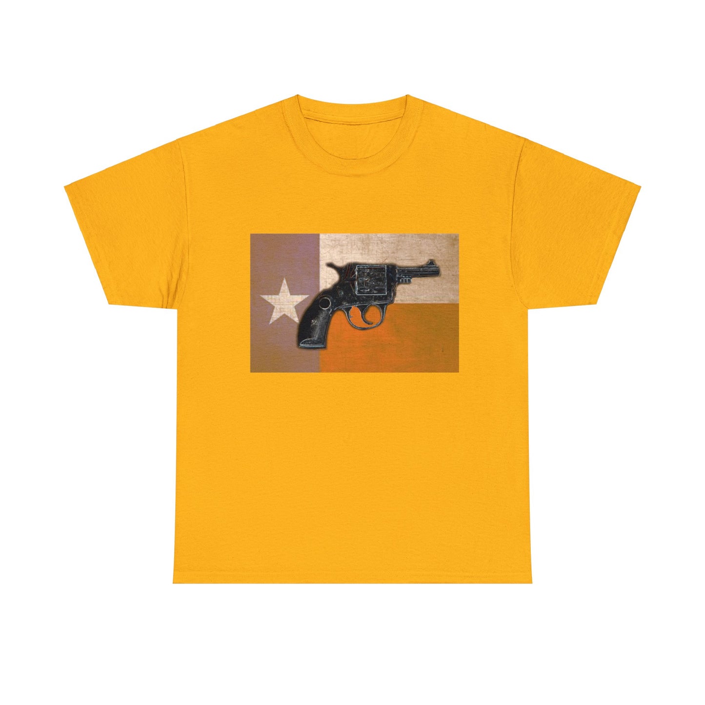 Vintage Pistol Revolver Texas Flag Heavy Cotton Tee