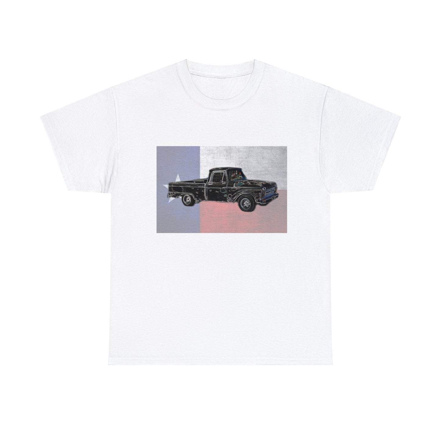 Vintage Texas Flag Pickup Truck Heavy Cotton Tee