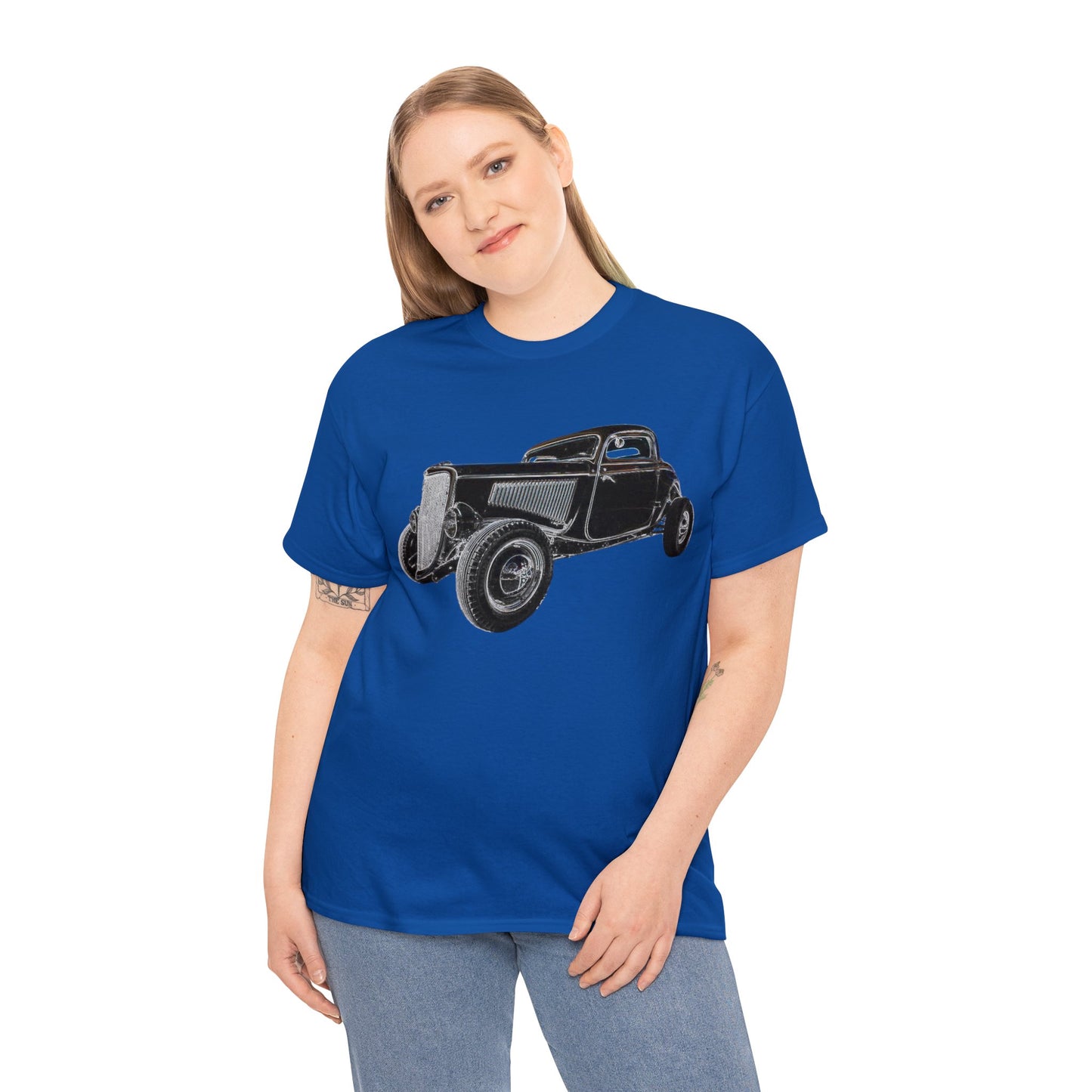 Hot Rod, Retro Rat Rod Car, Antique Automobile, Vintage Car, Rockabilly Heavy Cotton Tee