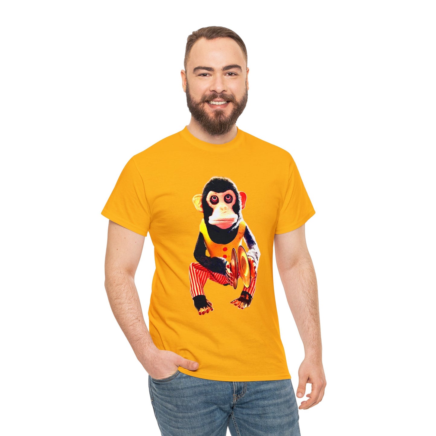 Cymbal Chimp Toy, Jolly Monkey With Cymbals Vintage Retro Heavy Cotton Tee