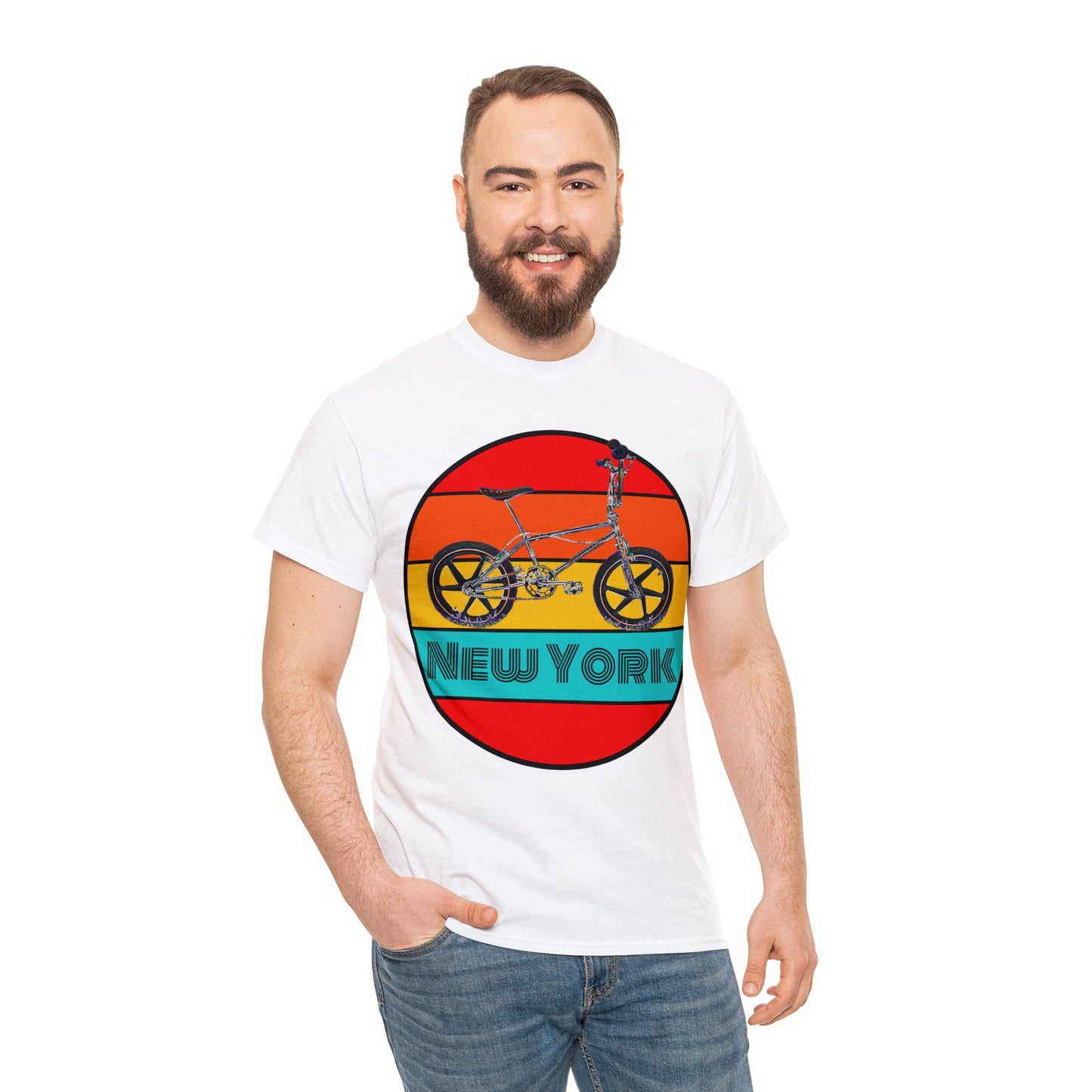 New York City BMX Bike, Cool Old School BMX Bicycle, Dirt Bike Vintage Retro Heavy Cotton Tee
