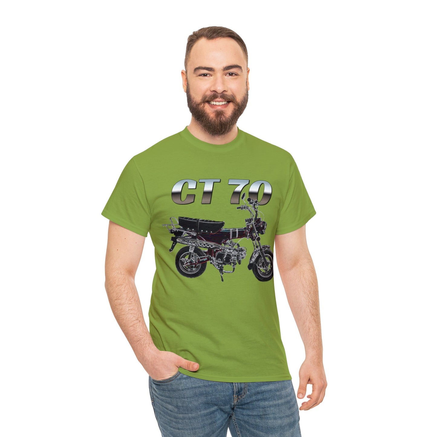 Trail 70 Mini BIke, Vintage Mini Bike, Retro Mini Bike Heavy Cotton Tee