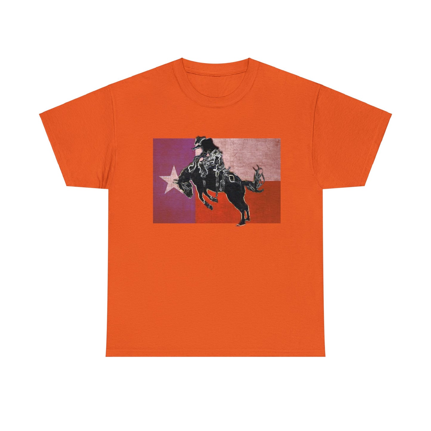 Rodeo, Bronco Rider, Bronc Buster, Cowboy Rider, Horse Rider, Wild Horse Heavy Cotton Tee