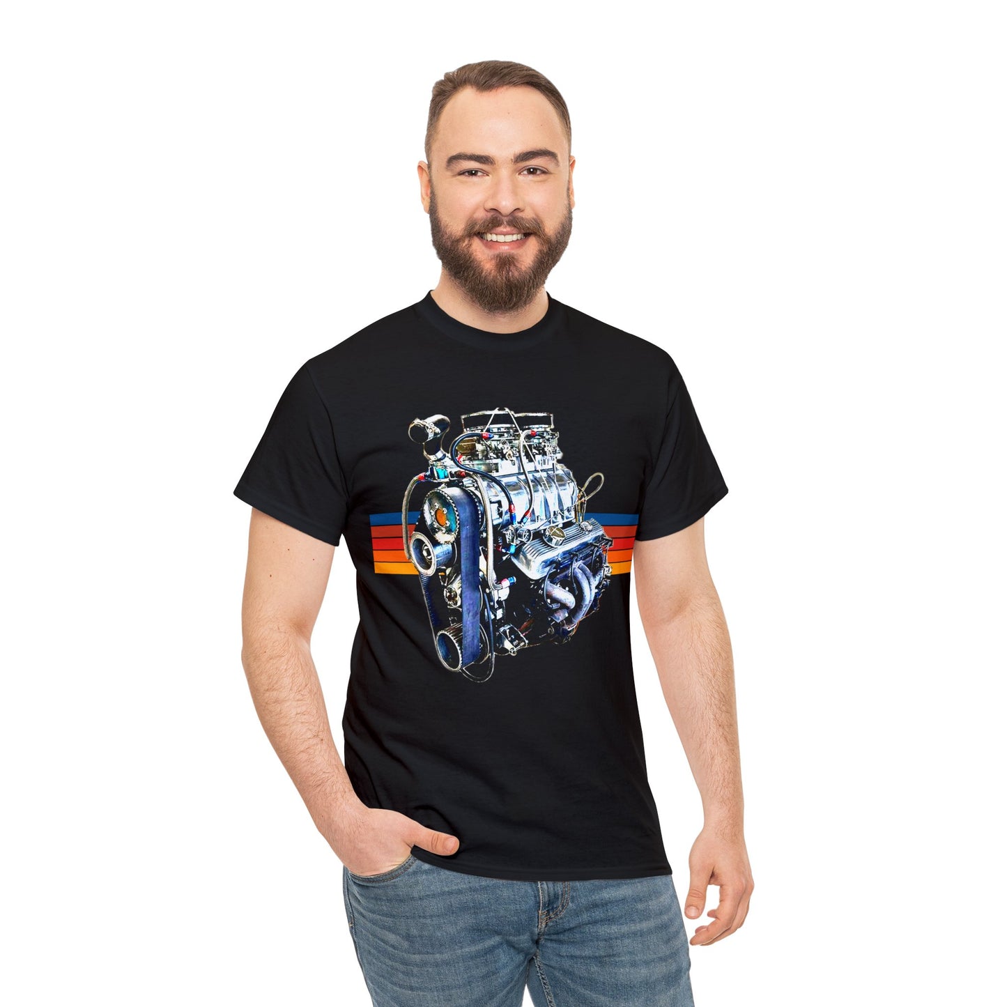 350 Small Block Engine, American Muscle Car Engine Heavy Cotton Tee