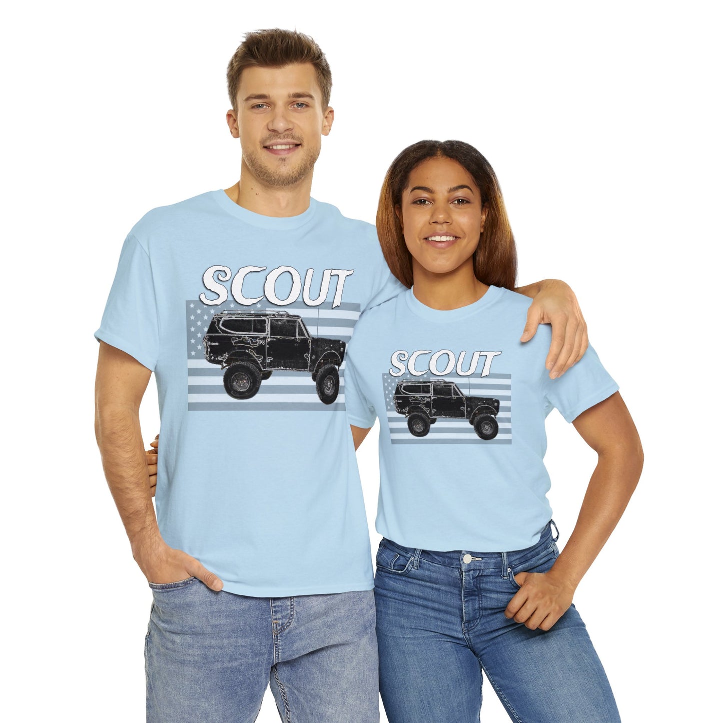 Scout Truck, 4x4 Truck, Vintage Off Road Truck, Retro 4 Wheel Drive Truck Heavy Cotton Tee