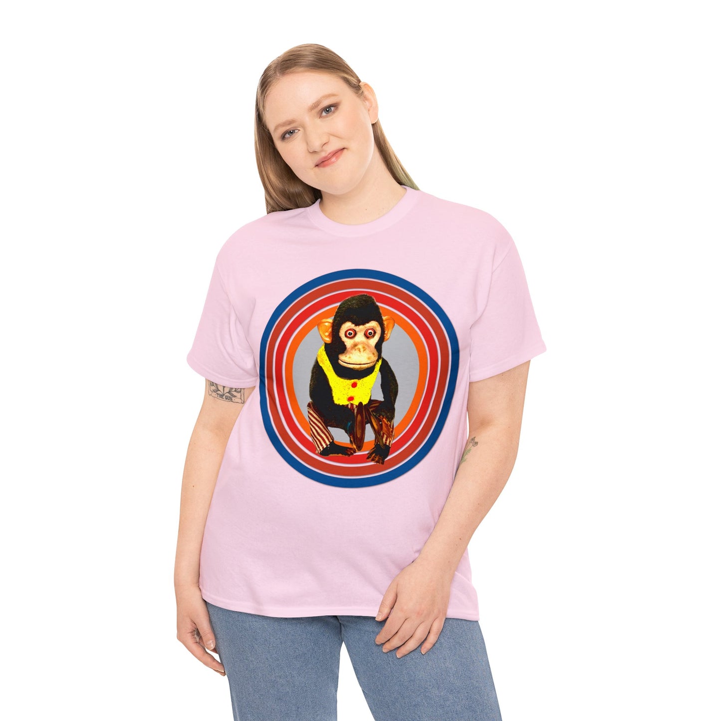 Cymbal Chimp Toy, Jolly Monkey With Cymbals Vintage Retro Heavy Cotton Tee