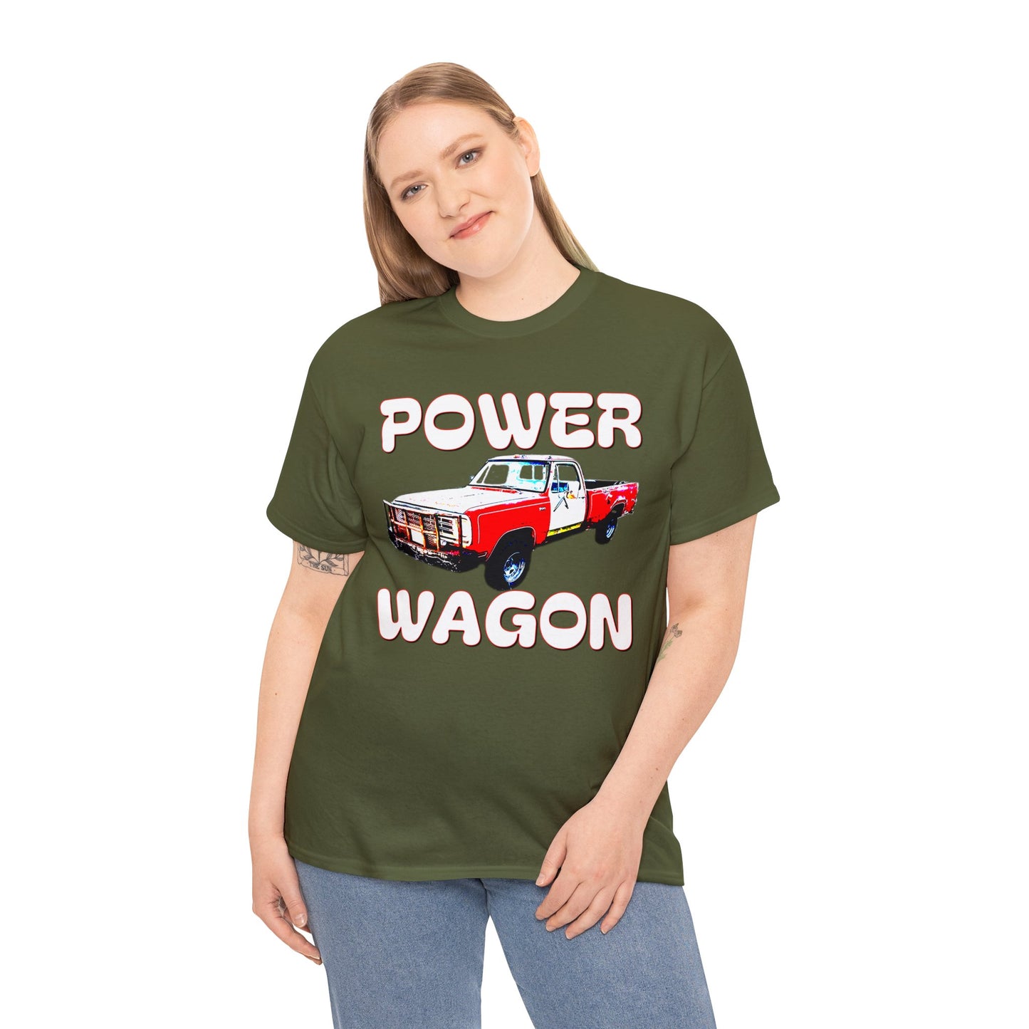 Power Wagon Pickup Truck, Vintage Pick Up Truck, Retro Truck Heavy Cotton Tee