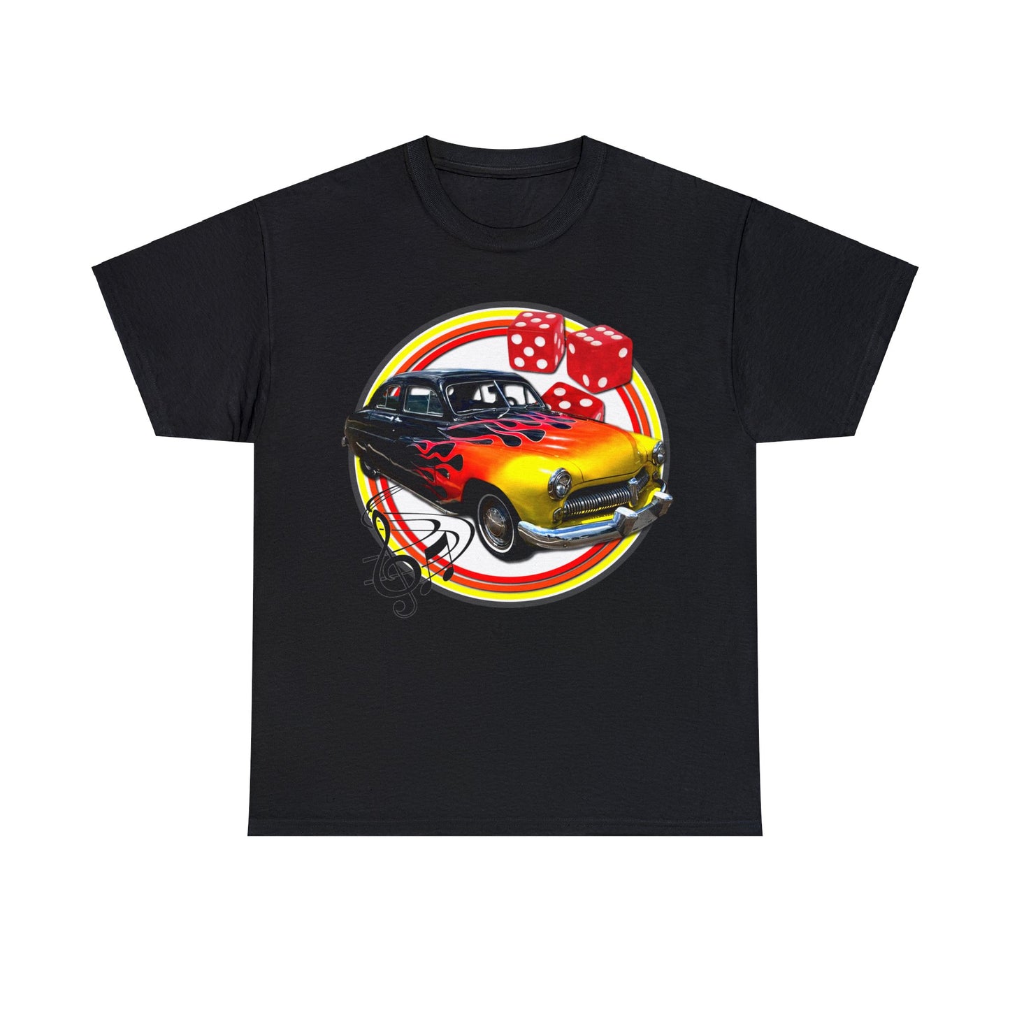 Mercury Eight 1949 Rockabilly Flame Hot Rod Car Heavy Cotton Tee