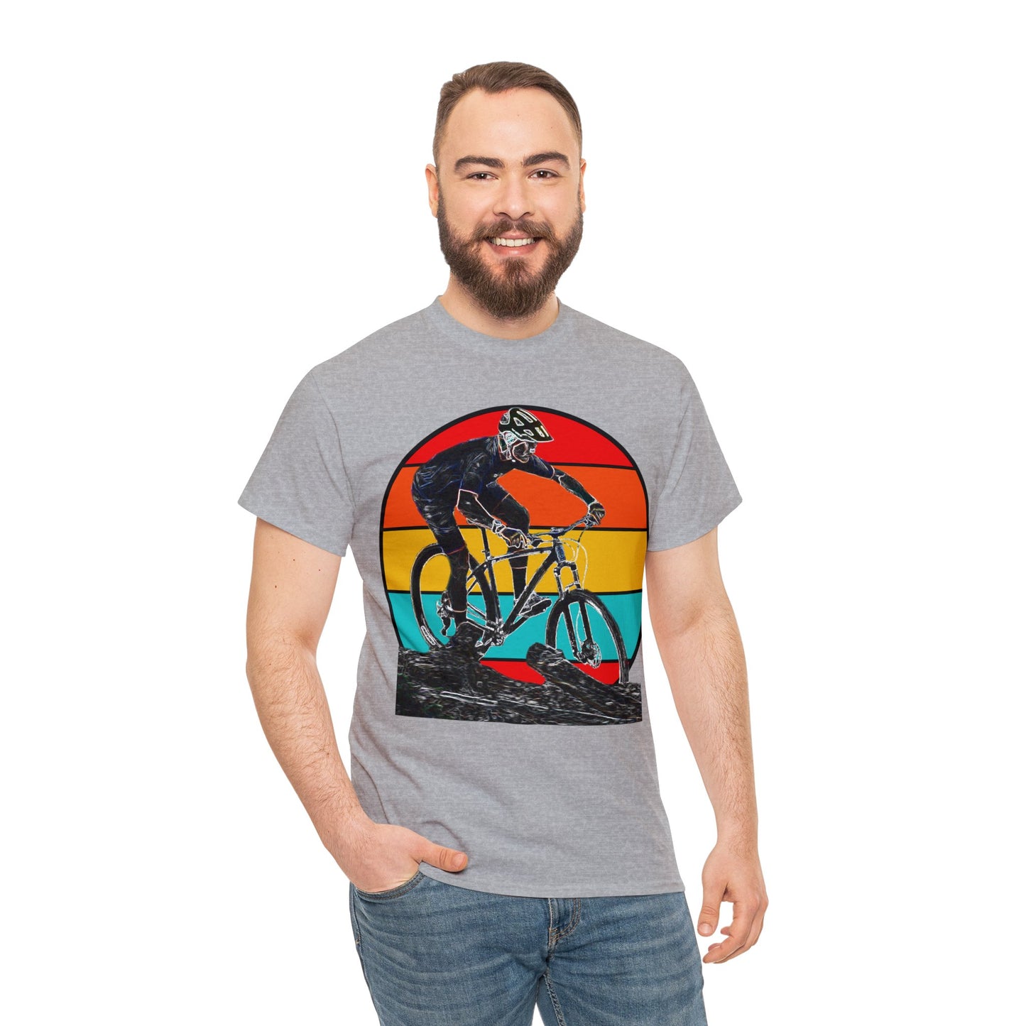 Mountain Bike, Mountain Biker, Hard Tail Mountain Bike Heavy Cotton Tee