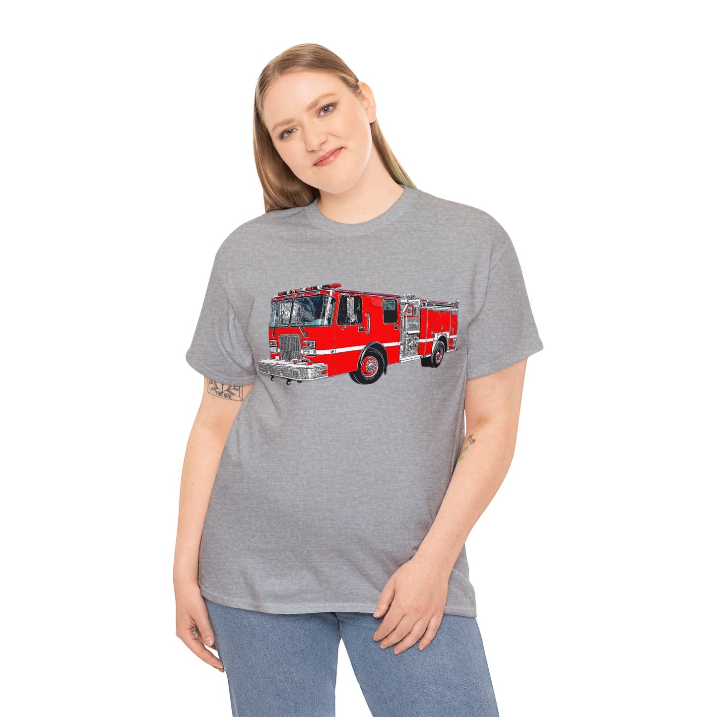 Fire Department, Fire Truck, Fire Department, Red Fire TruckHeavy Cotton Tee