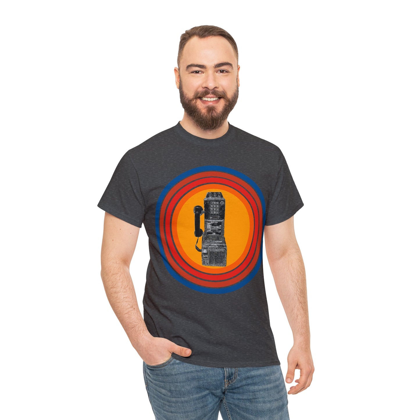 Vintage Retro Pay Phone Antique Telephone Phone Heavy Cotton Tee