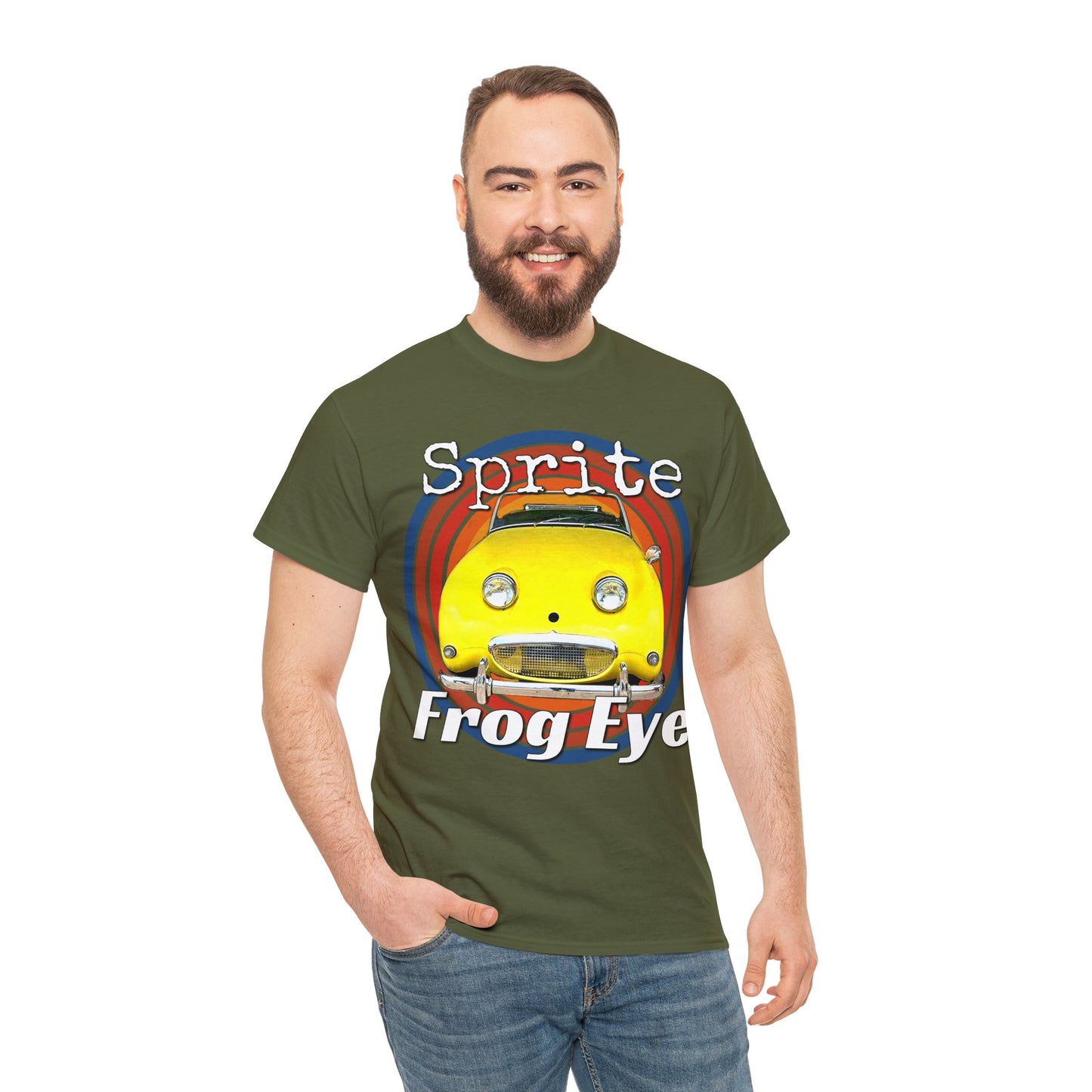 Vintage Retro Sprite Frog Eye Convertible Car Heavy Cotton Tee