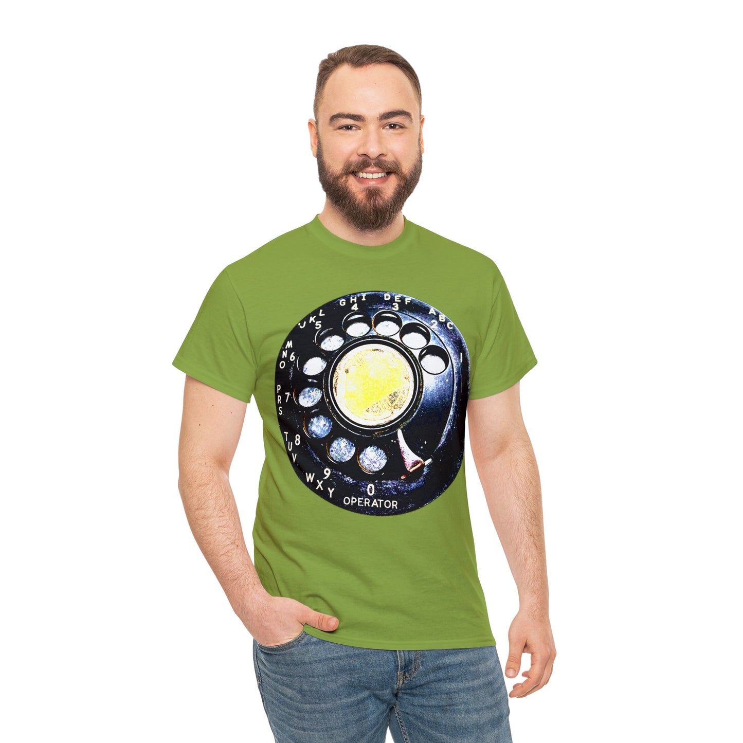 Vintage Retro Rotary Antique Telephone Phone Heavy Cotton Tee