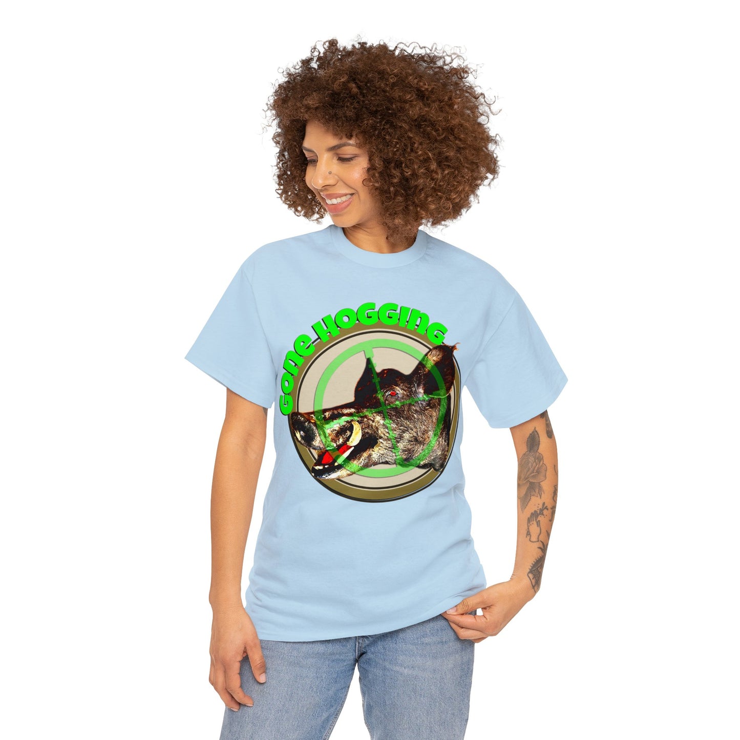 Wild Hog Hunter, Wild Hog, Hog Wild, Hog Boar Hunting Heavy Cotton Tee