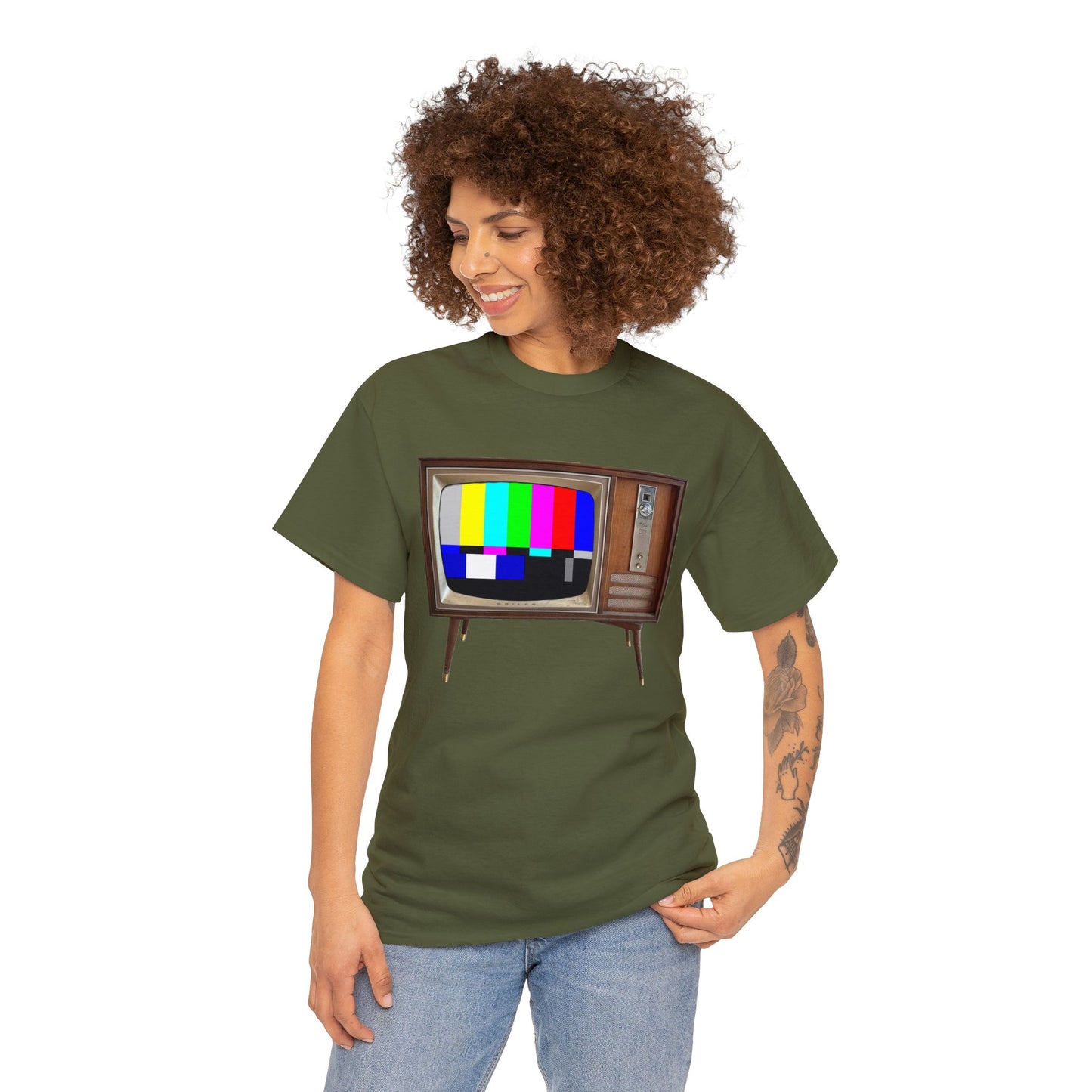 Vintage Television, Tube TV, Sign Off Screen, Old School, Vintage, Retro Heavy Cotton Tee