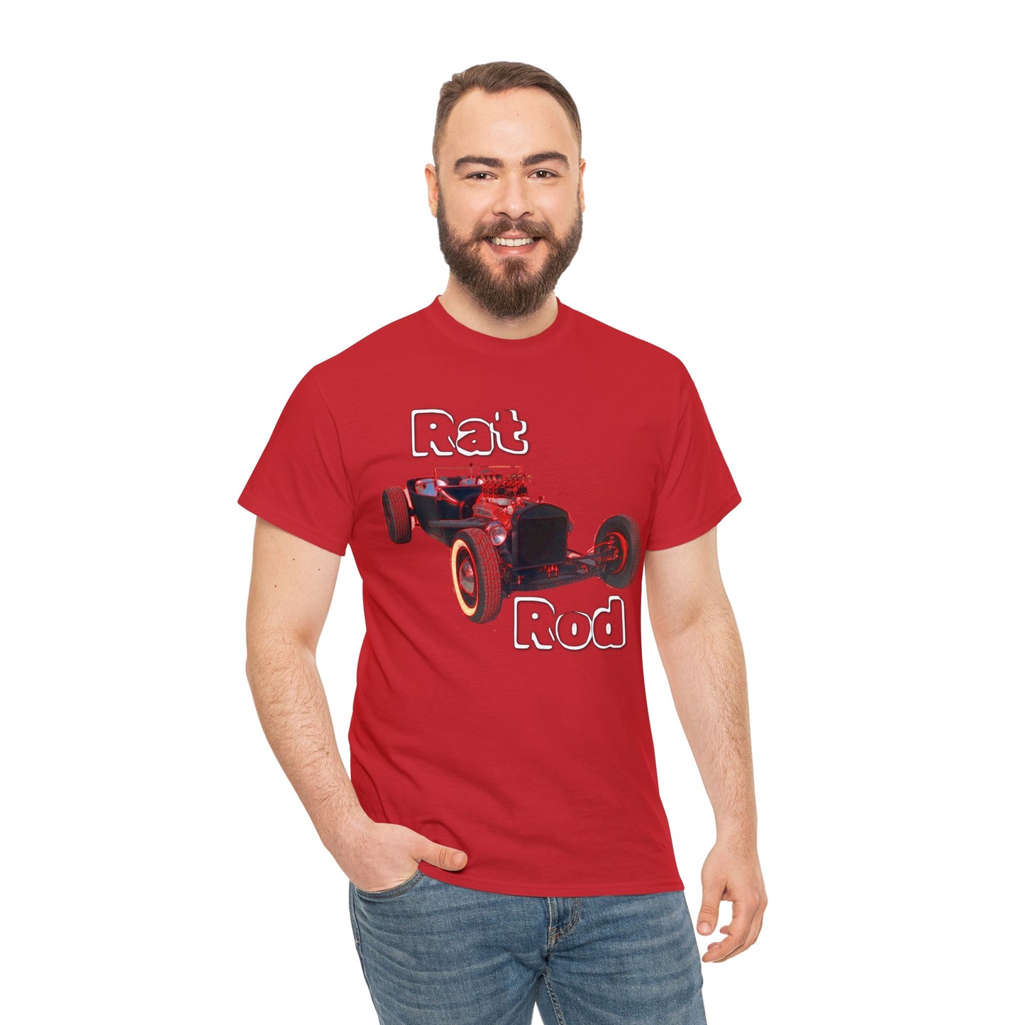 Hot Rod, Retro Rat Rod Car, Antique Automobile, Vintage Car, Rockabilly Heavy Cotton Tee