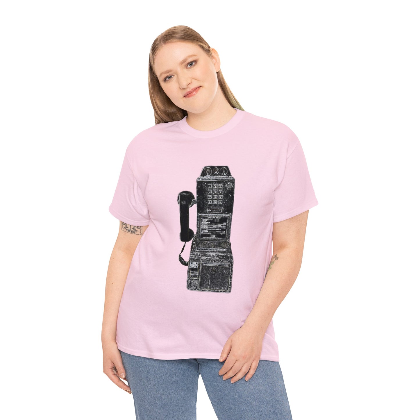 Vintage Retro Pay Phone Antique Telephone Phone Heavy Cotton Tee