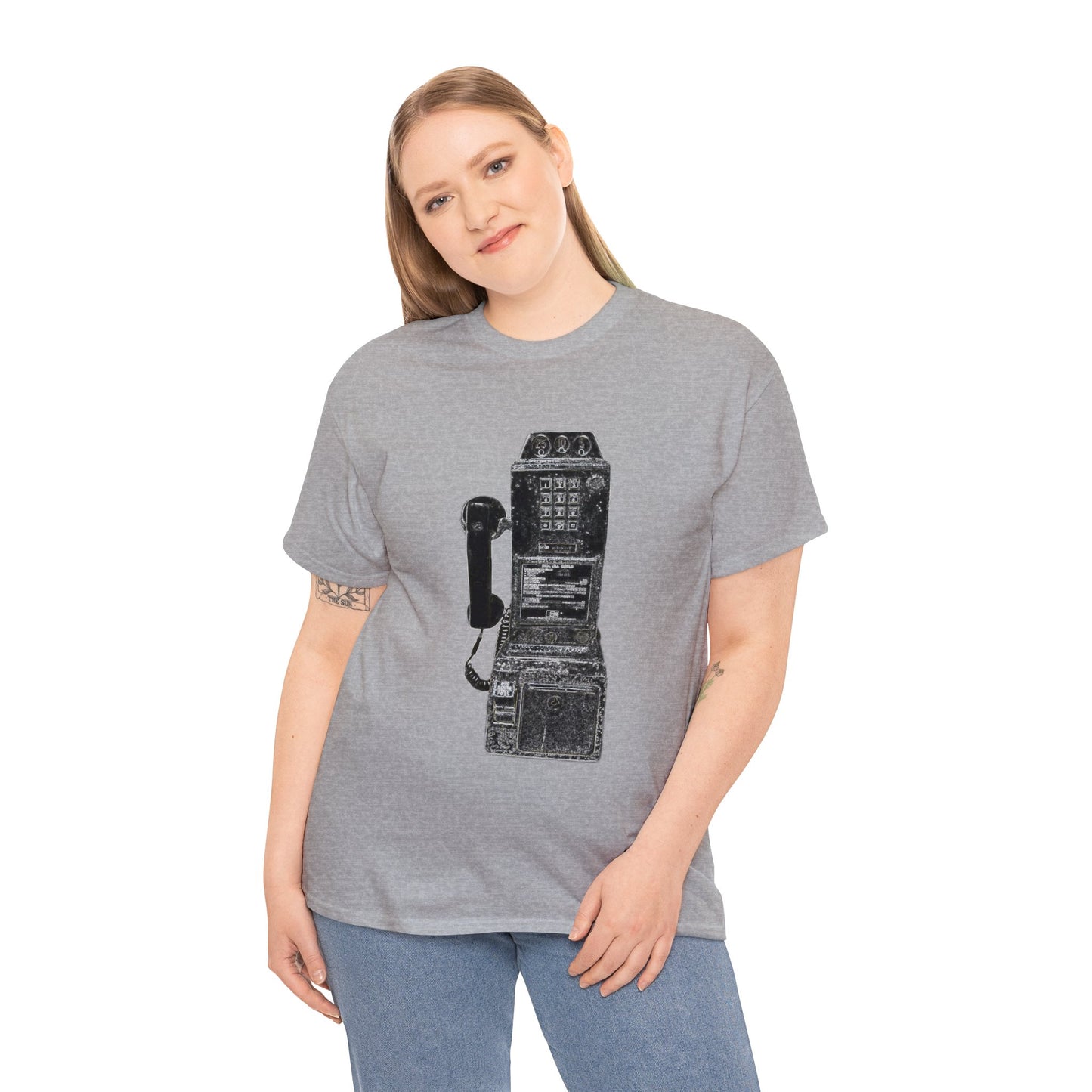 Vintage Retro Pay Phone Antique Telephone Phone Heavy Cotton Tee