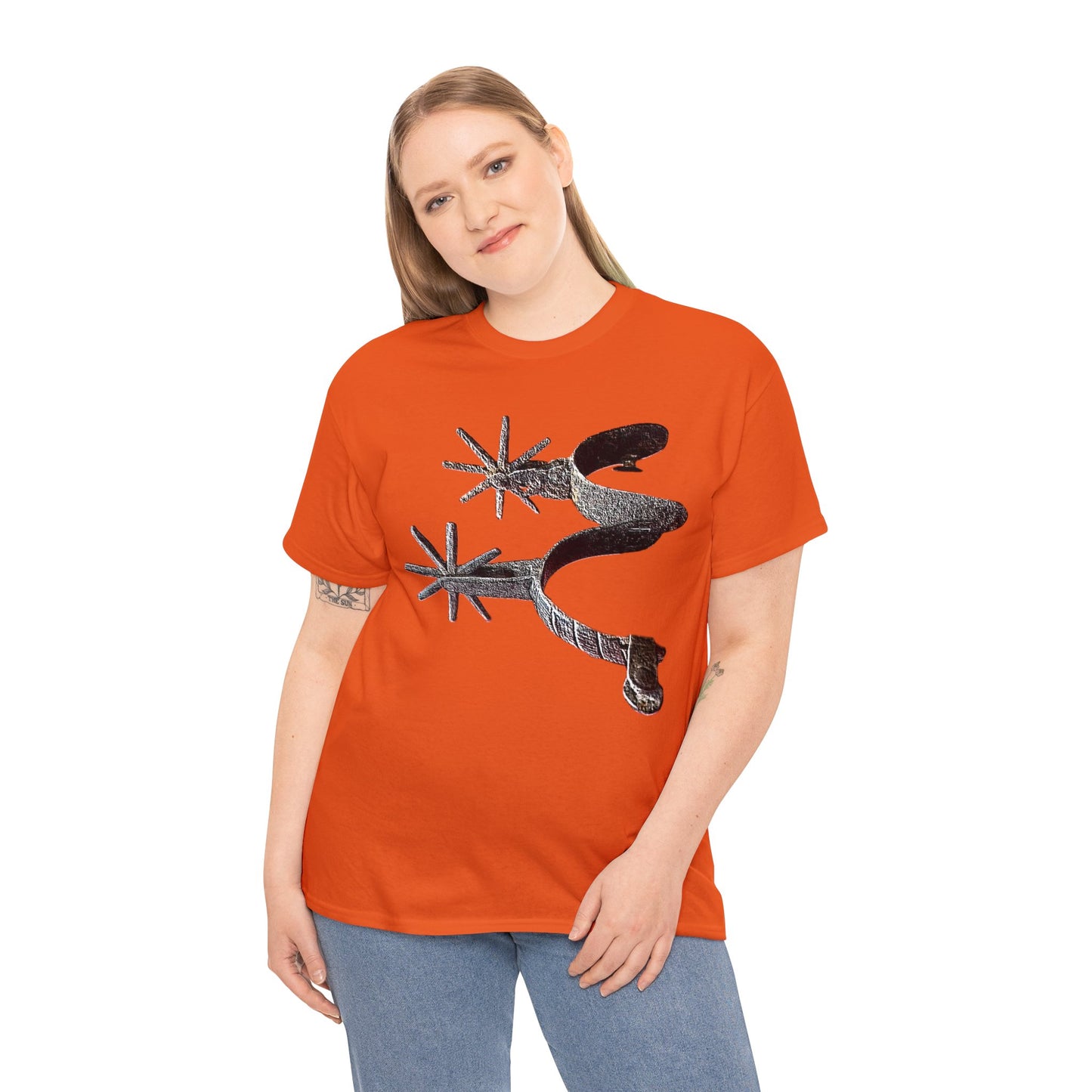 Vintage Retro Cowboy Cowgirl Boot Spurs Heavy Cotton Tee