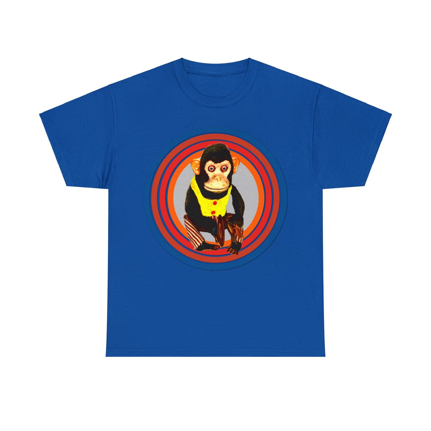 Cymbal Chimp Toy, Jolly Monkey With Cymbals Vintage Retro Heavy Cotton Tee