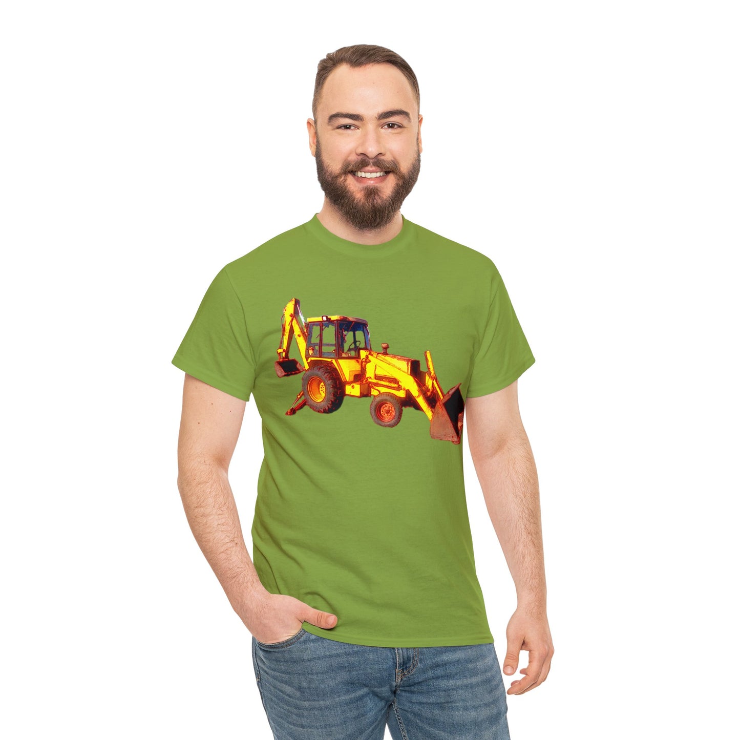 Back Hoe, Tractor, Bulldozer, Excavator, Construction, Under Construction Heavy Cotton Tee