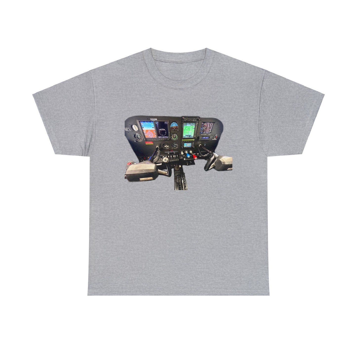 Airplane Cockpit, Private Plane Cock Pit, Plane Instruments Heavy Cotton Tee