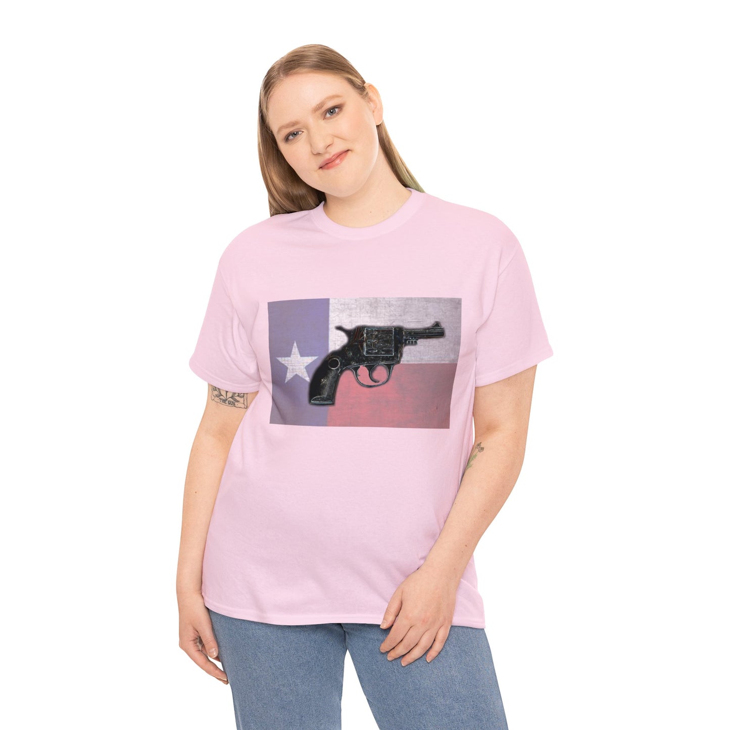 Vintage Pistol Revolver Texas Flag Heavy Cotton Tee