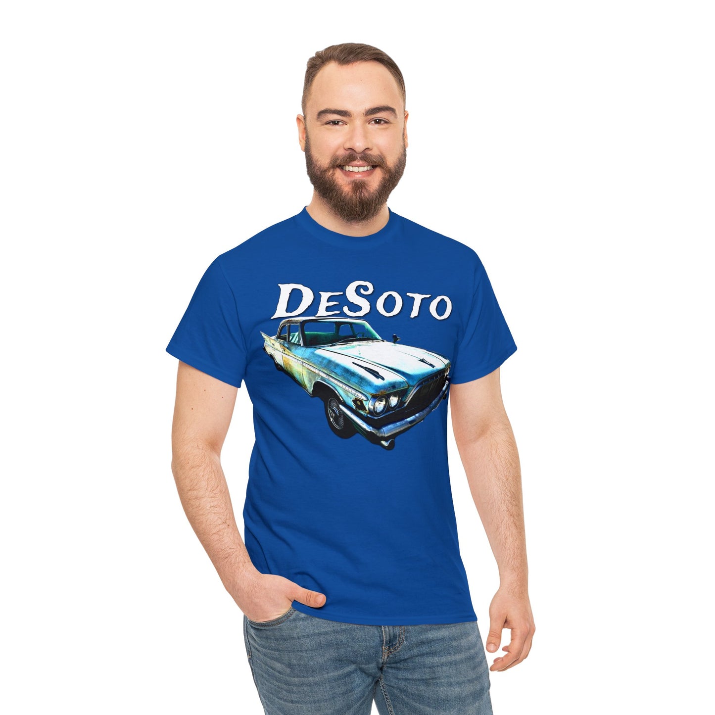 Vintage Desoto American Car, Vintage Antique Automobile Heavy Cotton Tee