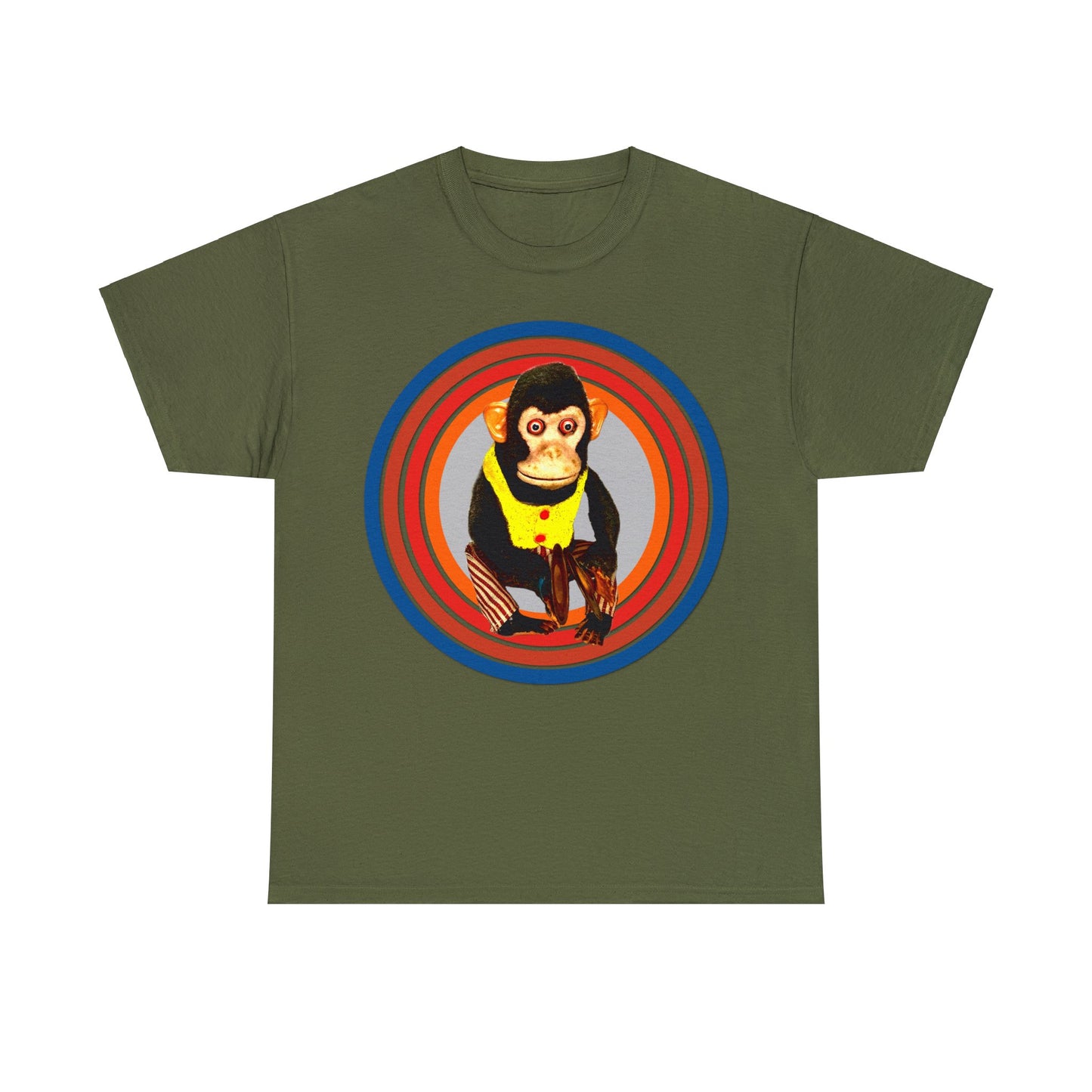 Cymbal Chimp Toy, Jolly Monkey With Cymbals Vintage Retro Heavy Cotton Tee