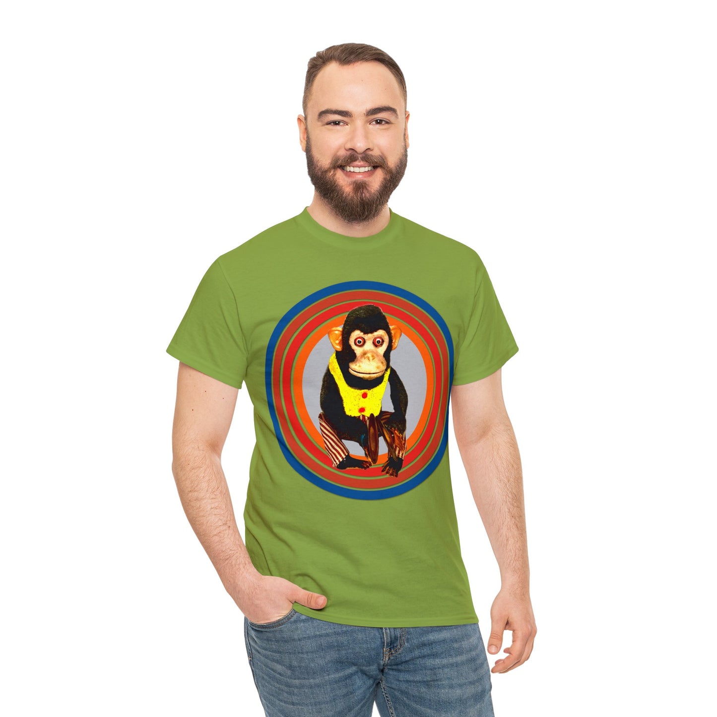 Cymbal Chimp Toy, Jolly Monkey With Cymbals Vintage Retro Heavy Cotton Tee