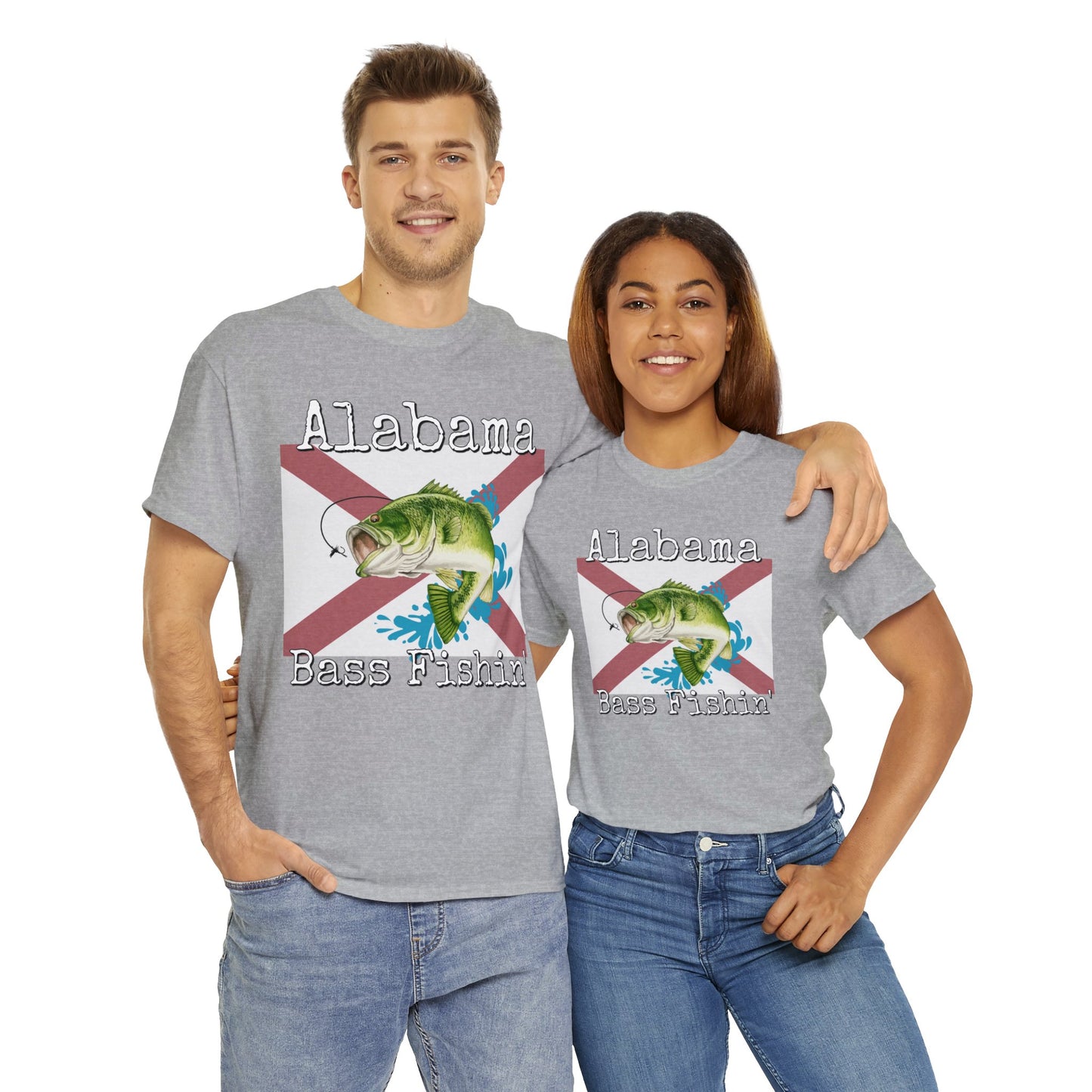 Vintage Retro Alabama Bass Fishing Heavy Cotton Tee